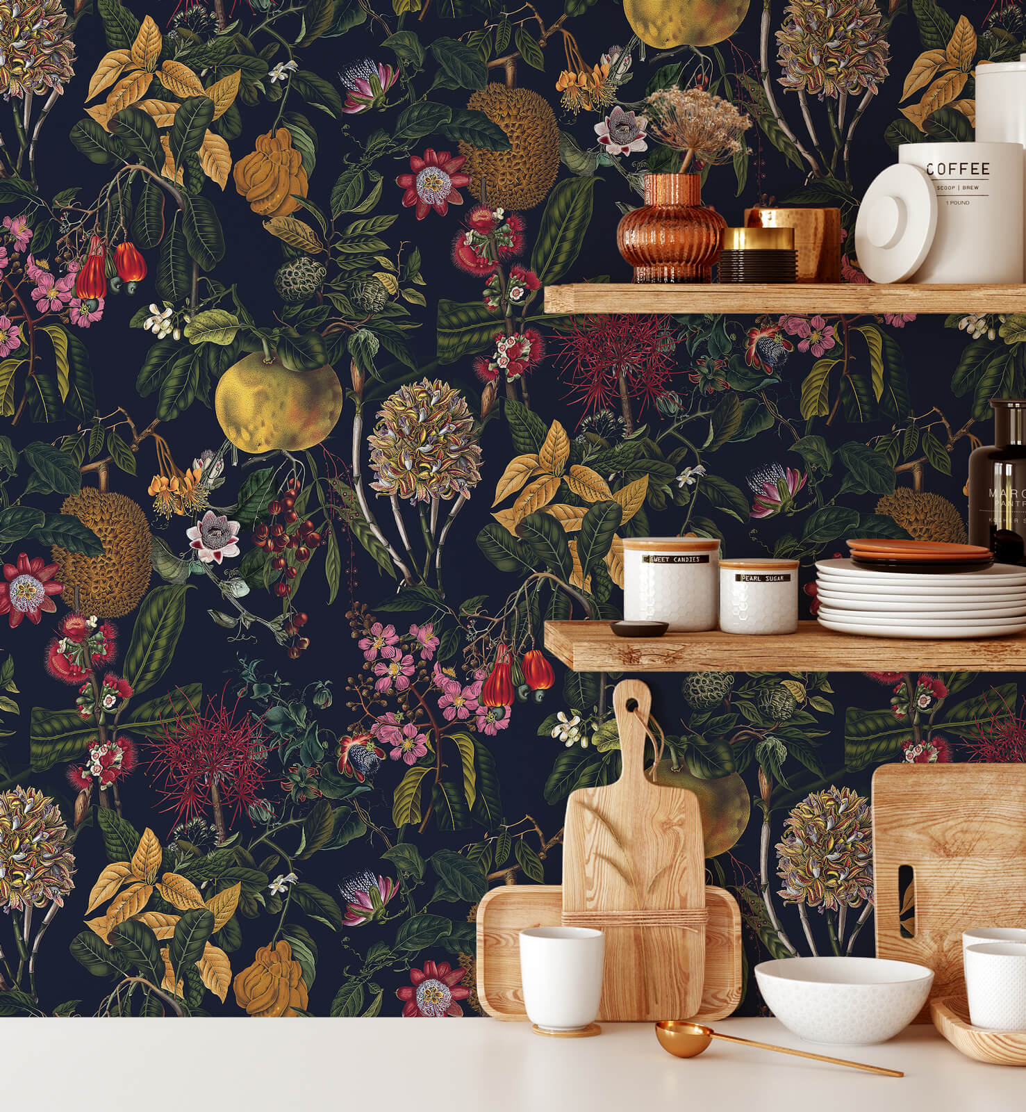 Tropical Dark Modern Wallpaper