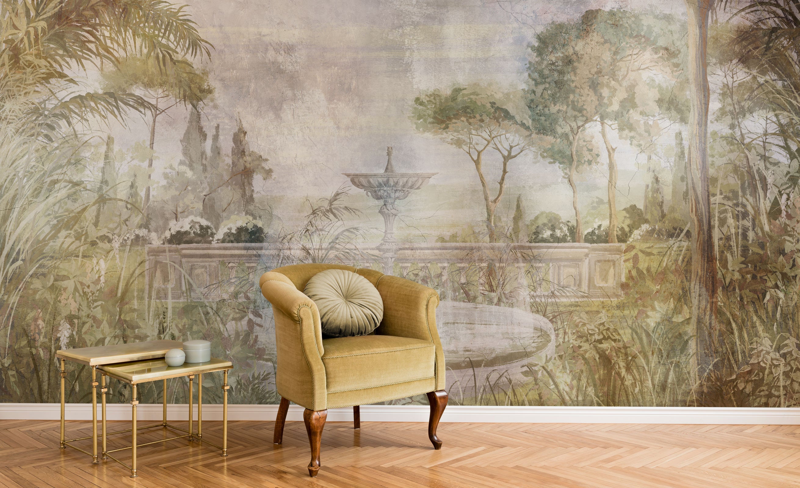 Vintage Watercolor Toscana garden Wallpaper