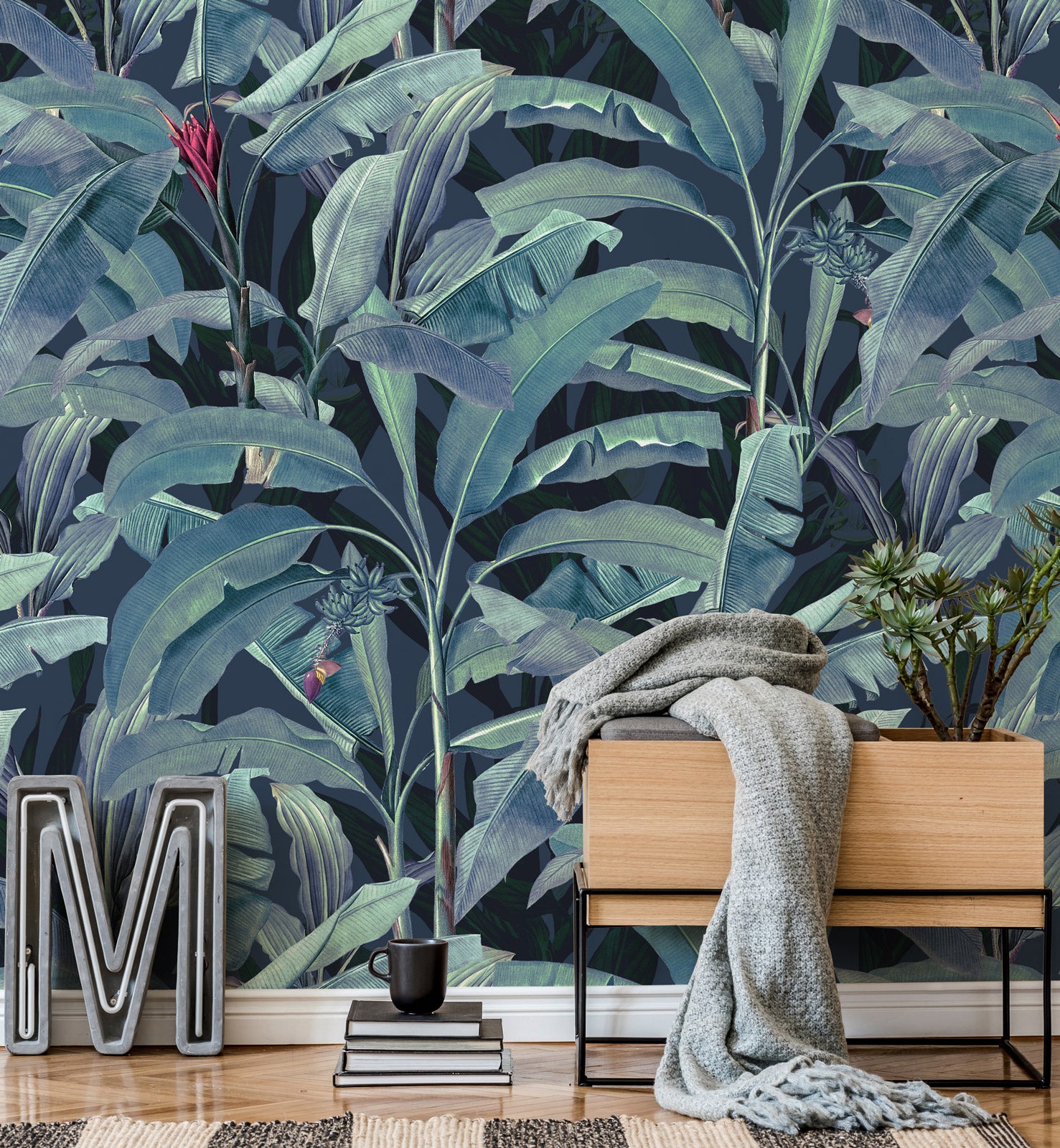 Tropical Large Banana Leaves Wallpaper