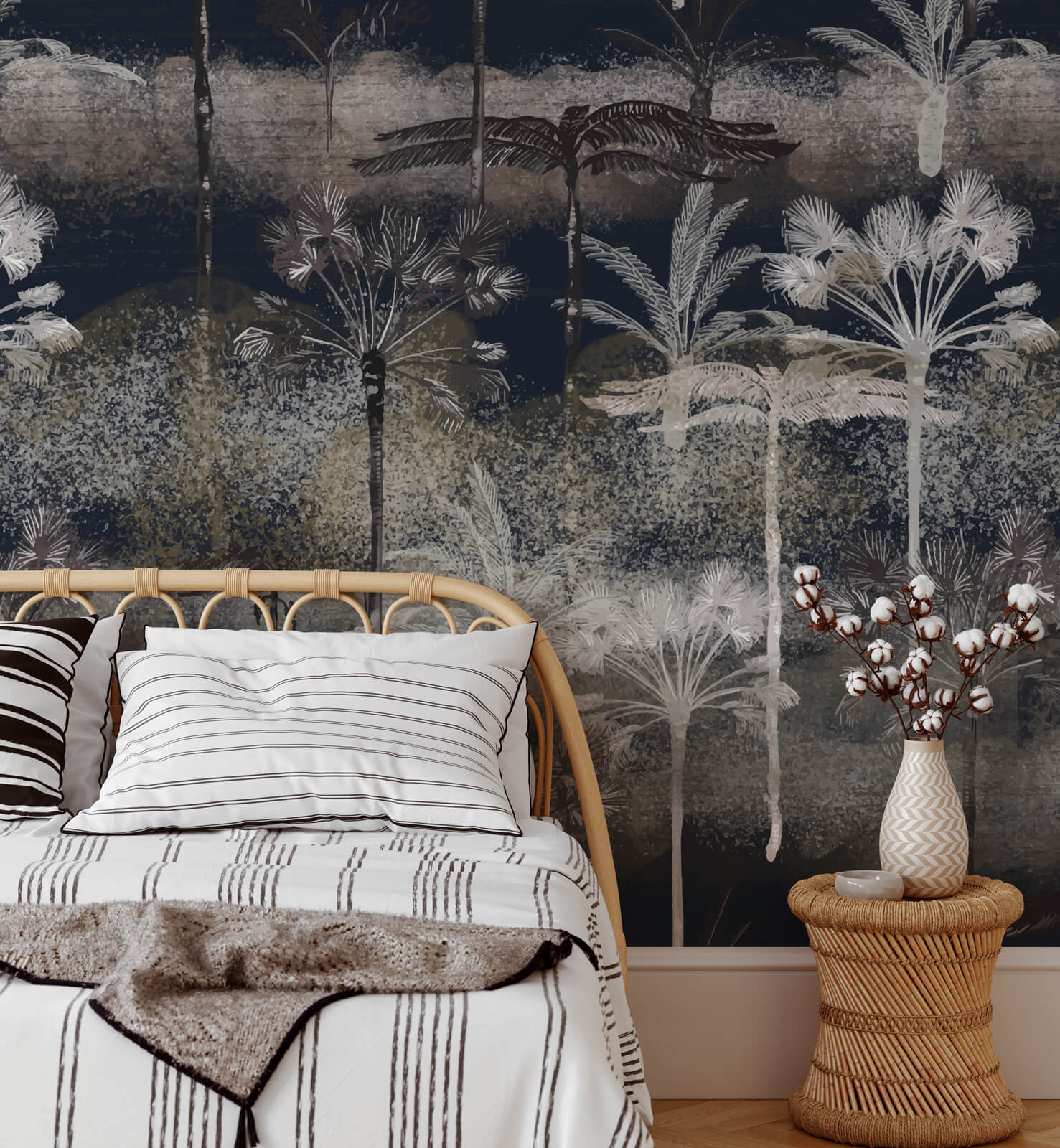 Tropical Midnight Palms wallpaper