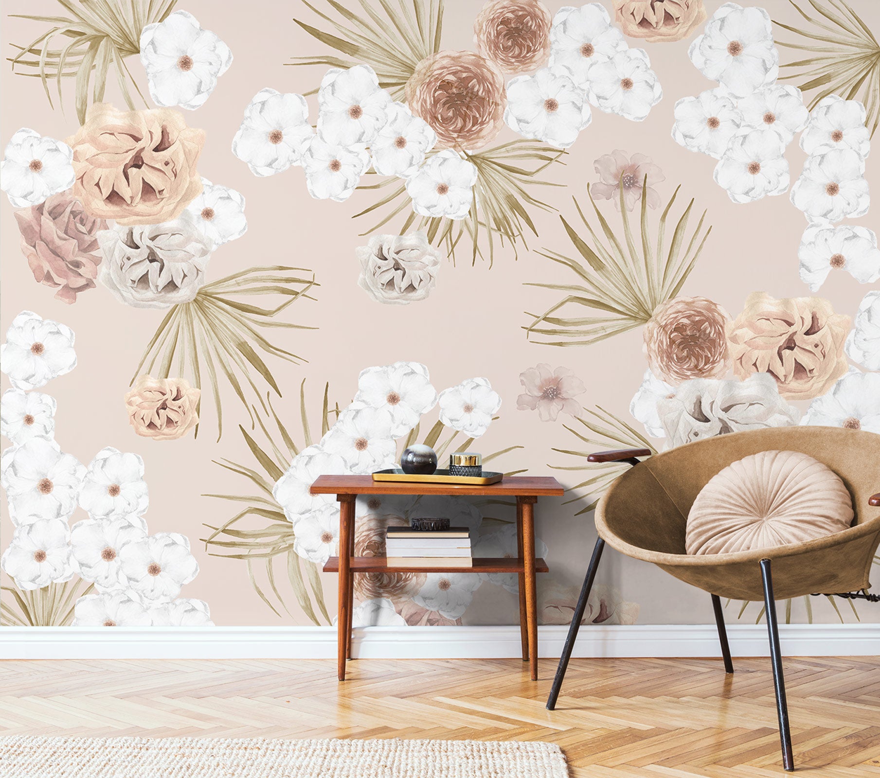 Modern Watercolor Floral Tropical Wallpaper