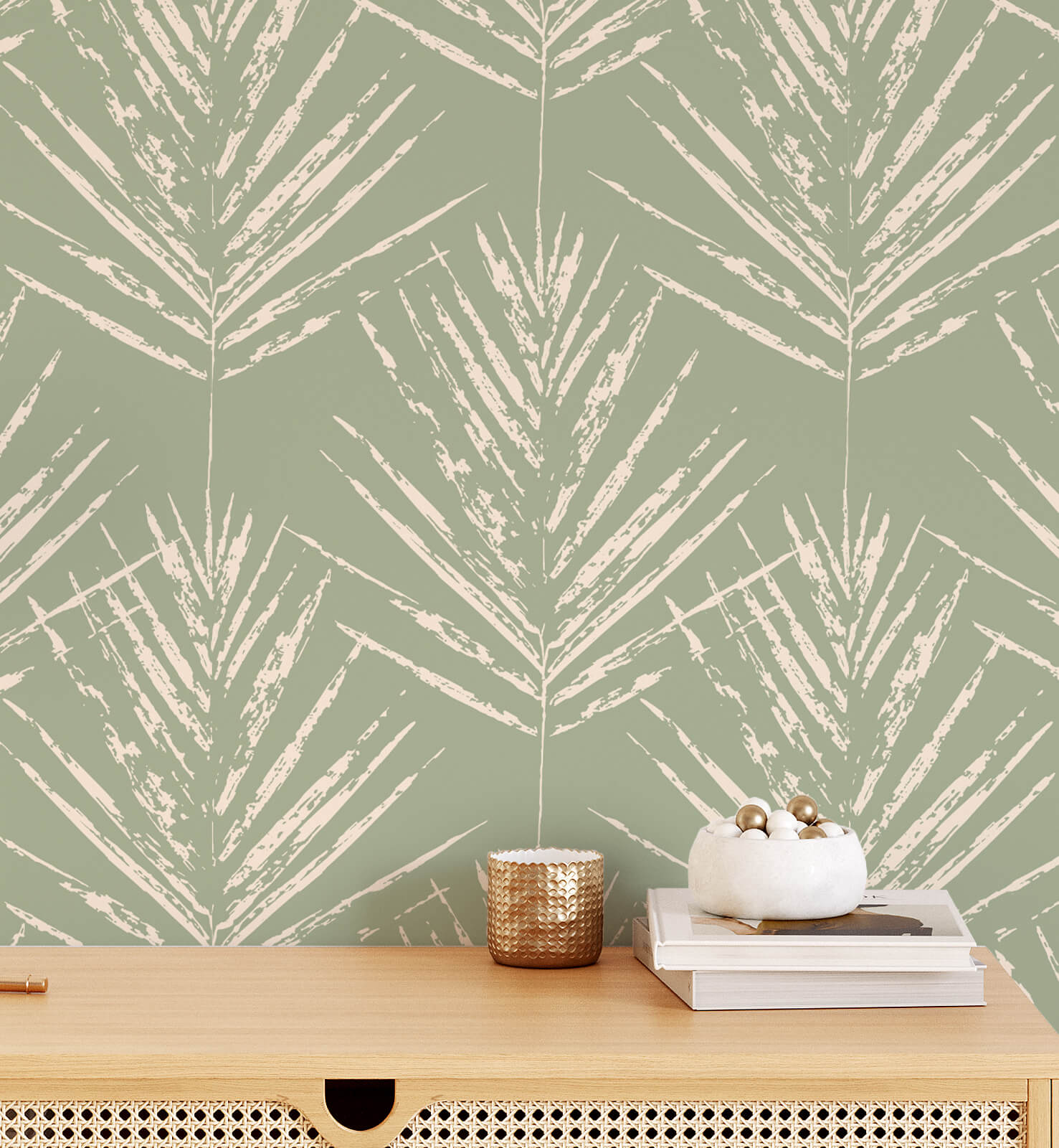 Scandinavian Tropical Leaf Soft Minimal Pattern Wallpaper