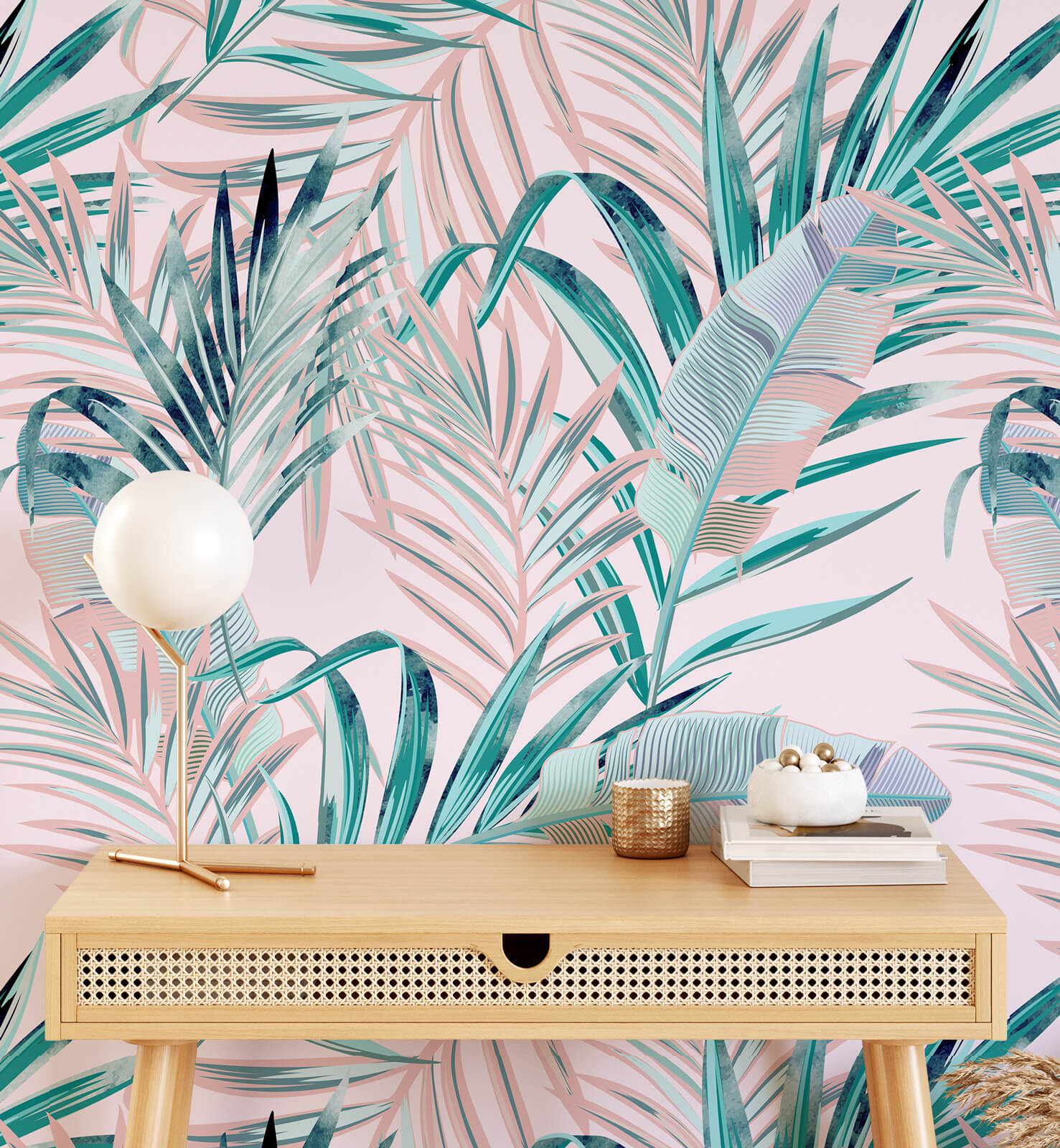 Modern Beautiful Palm Leaf Wallpaper
