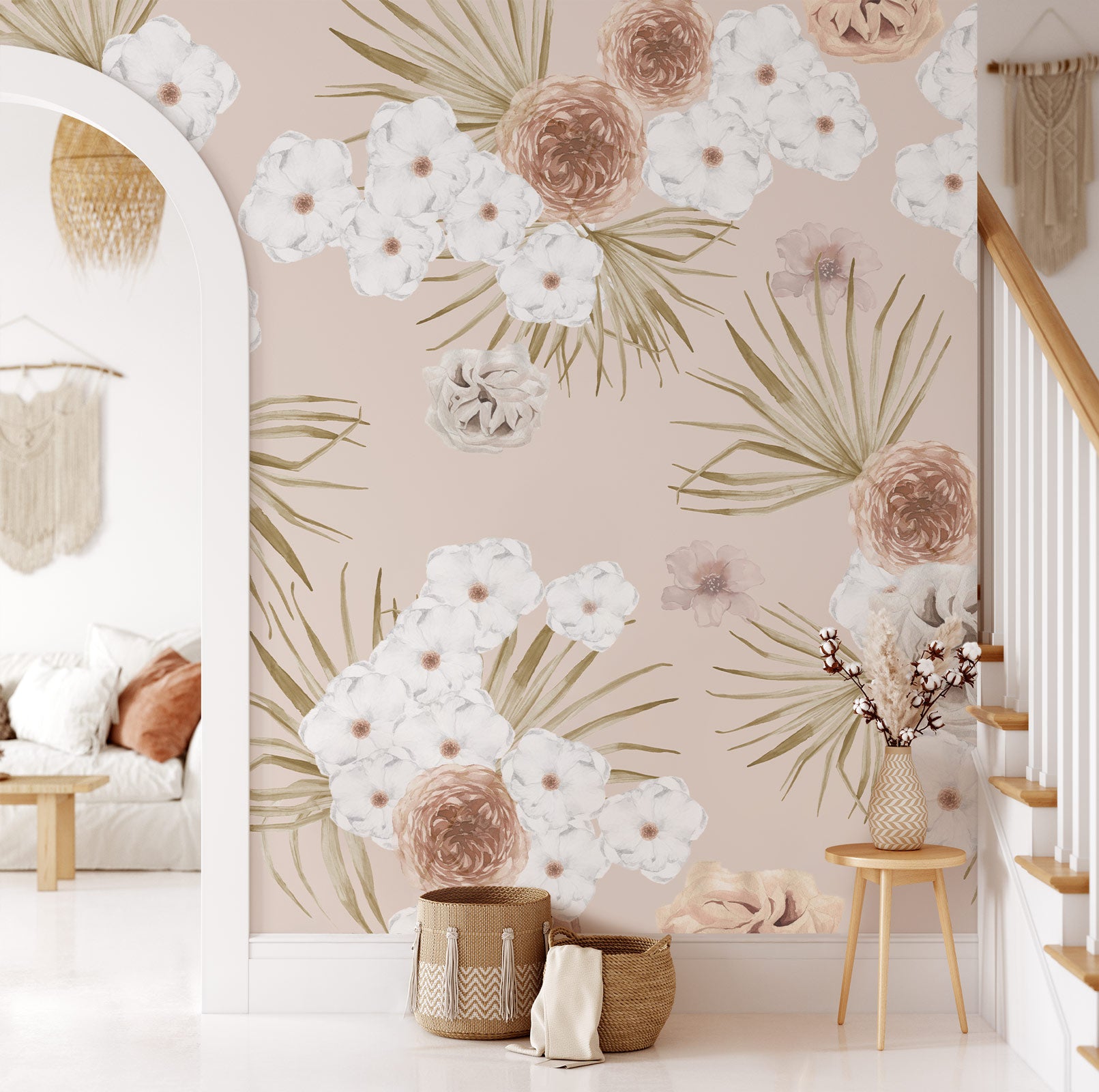 Modern Watercolor Floral Tropical Wallpaper