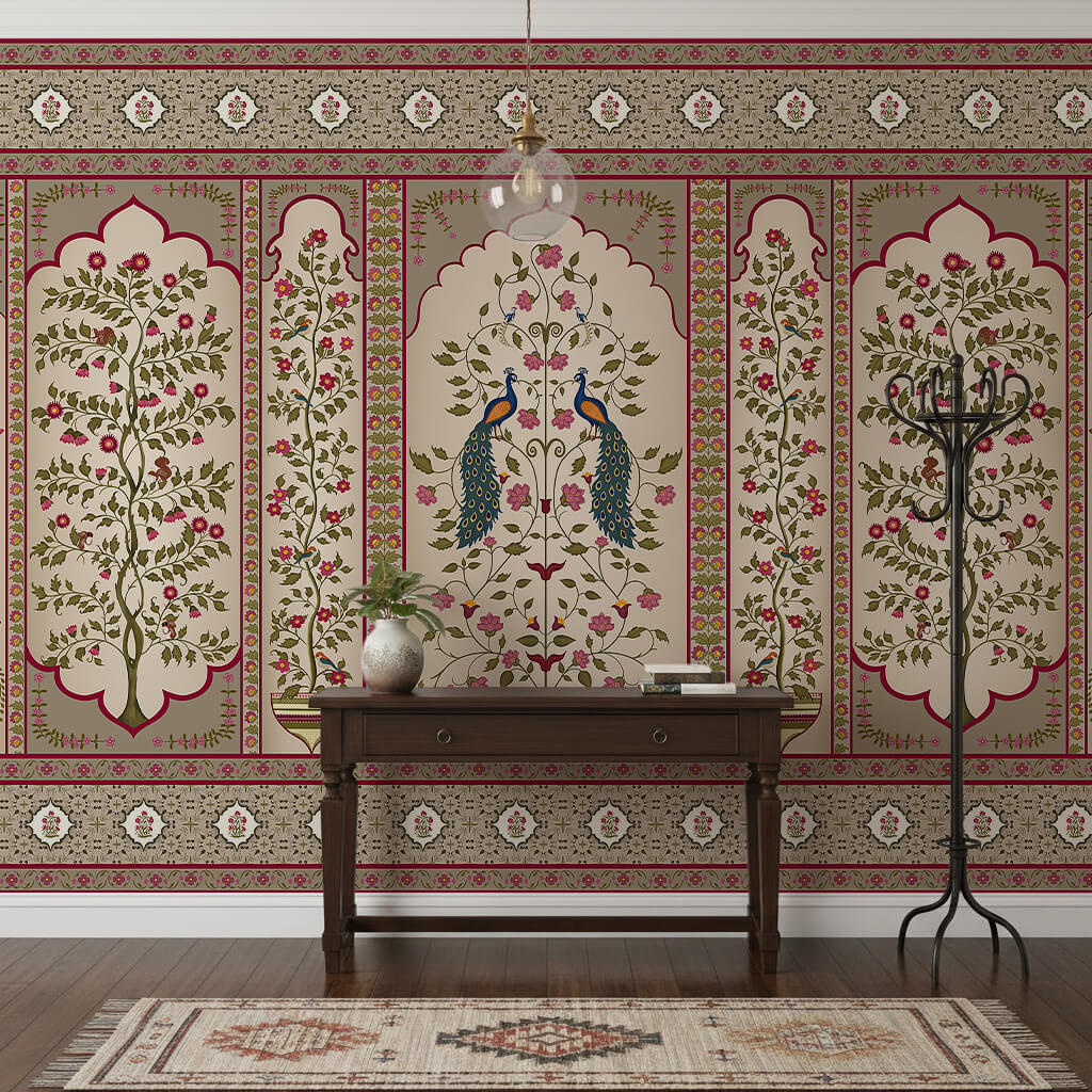 Indian Madhuban Jharoka Floral Wallpaper
