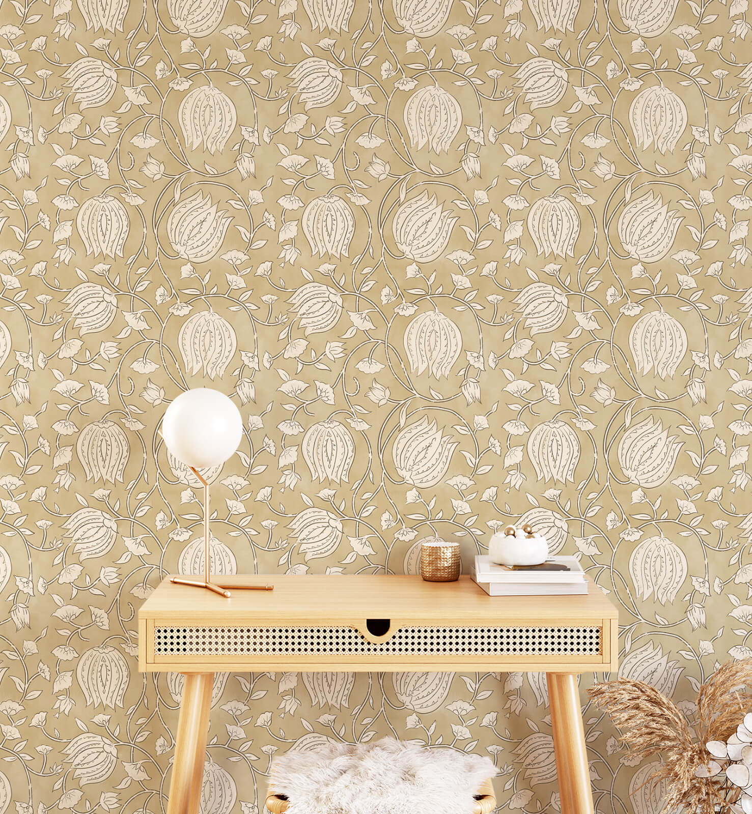 Gardenia Retro Boho Wallpaper
