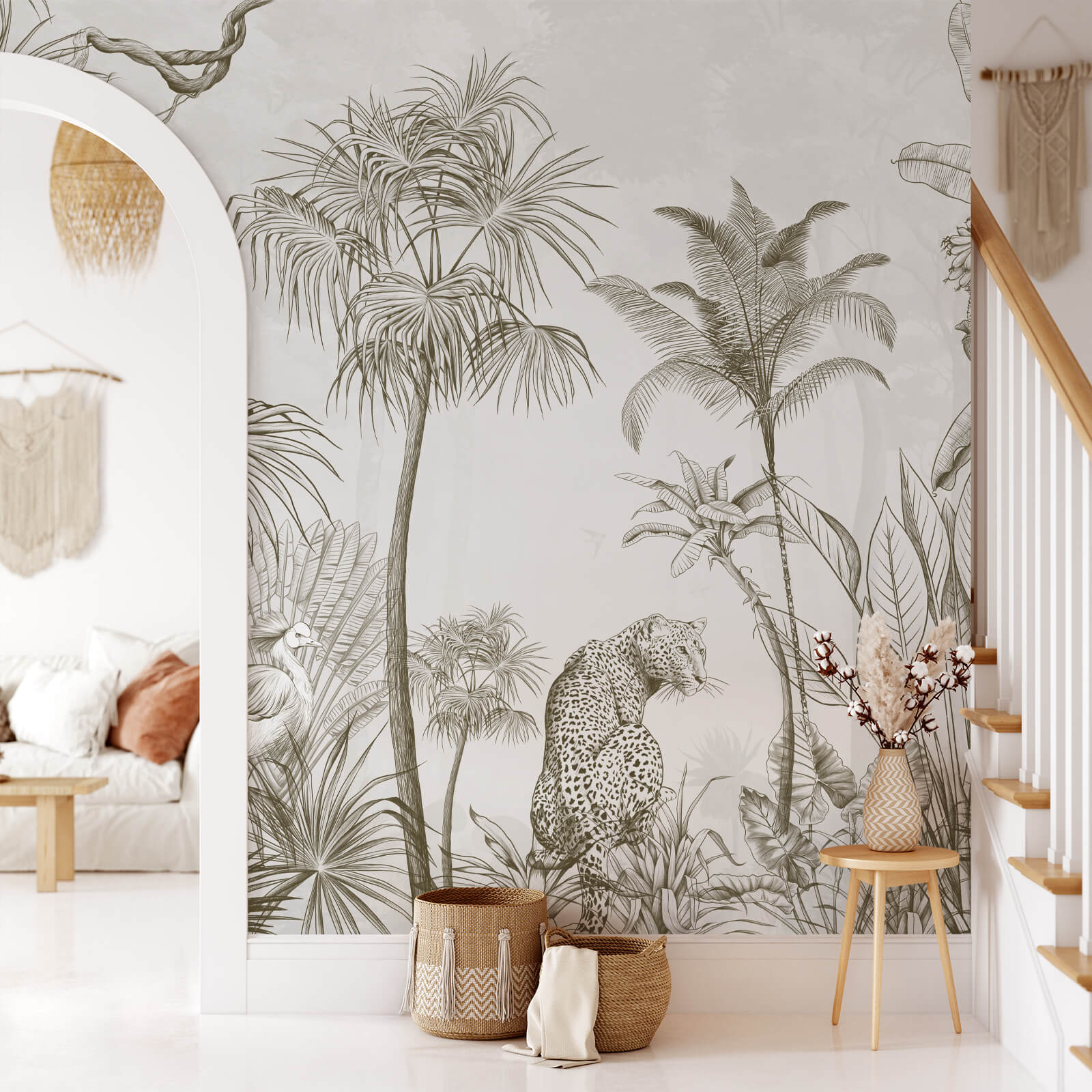 Tropical Etching Mural Wallpaper
