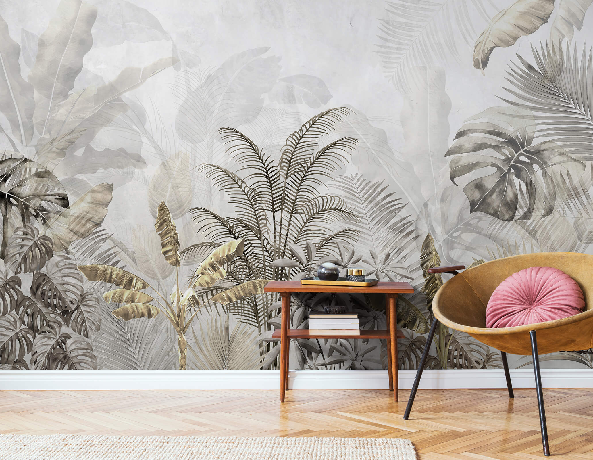 Tropical Elegant Large Leaf Wallpaper