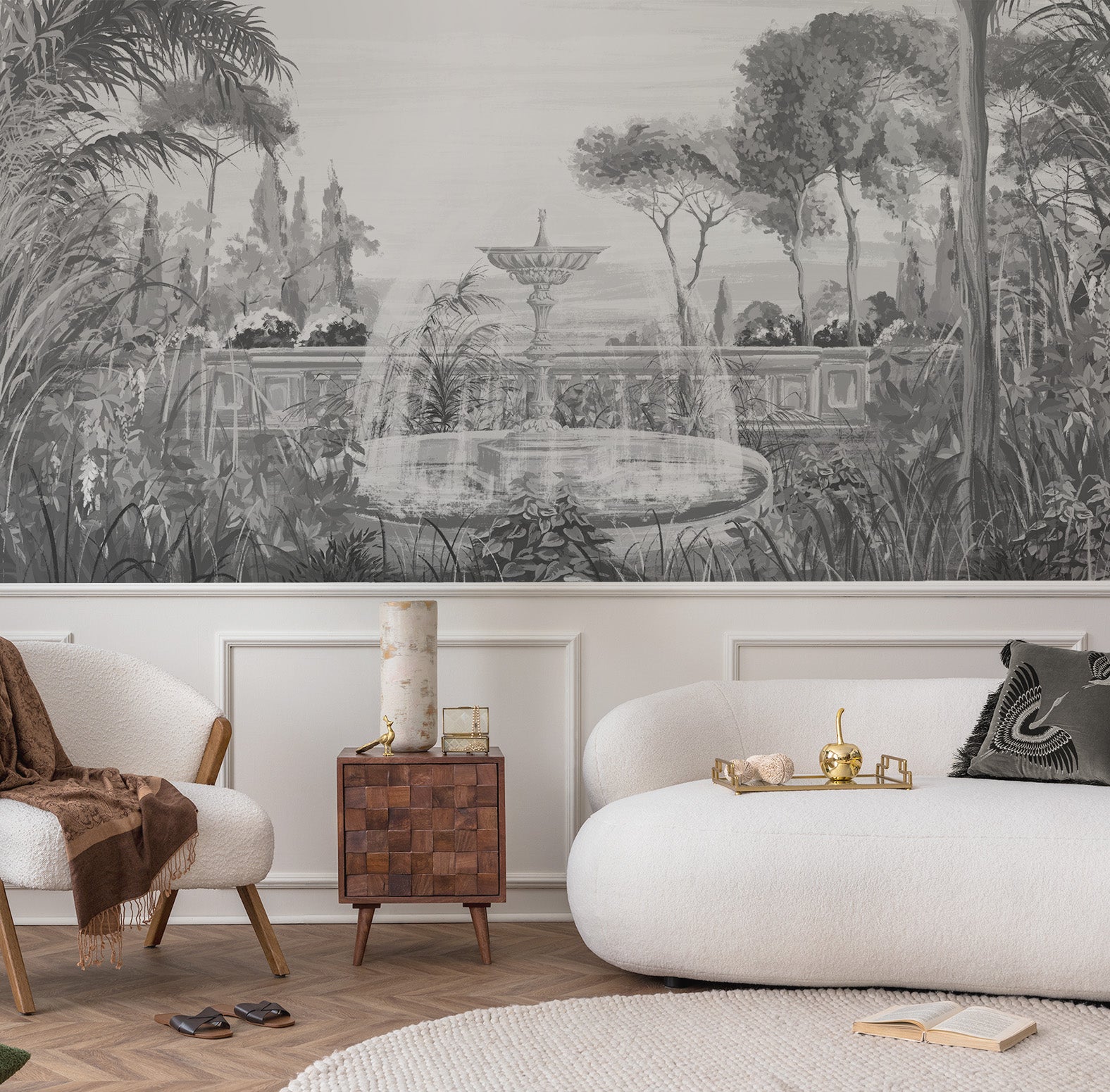 Vintage Style Tropical Mural Wallpaper