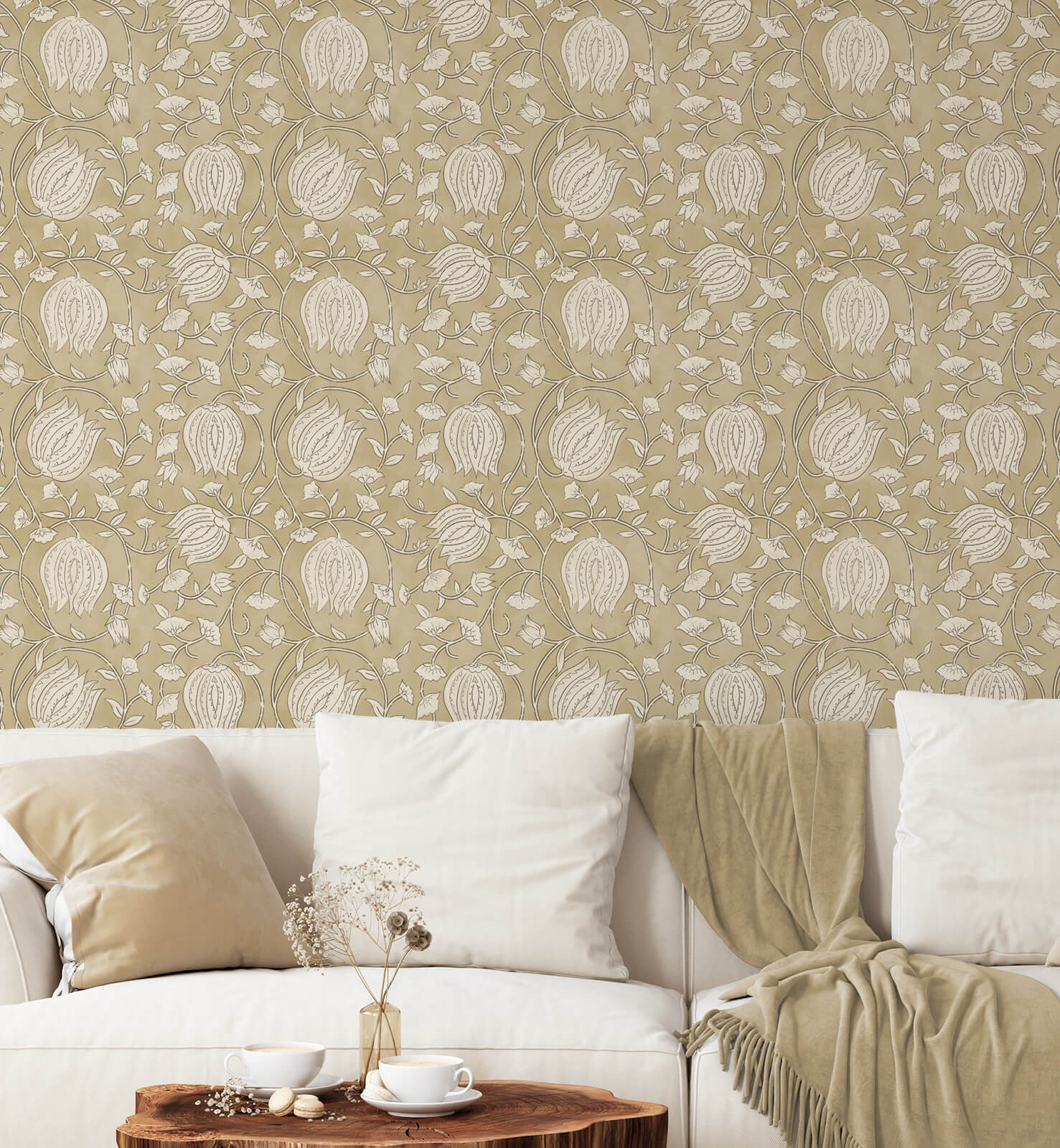 Gardenia Retro Boho Wallpaper