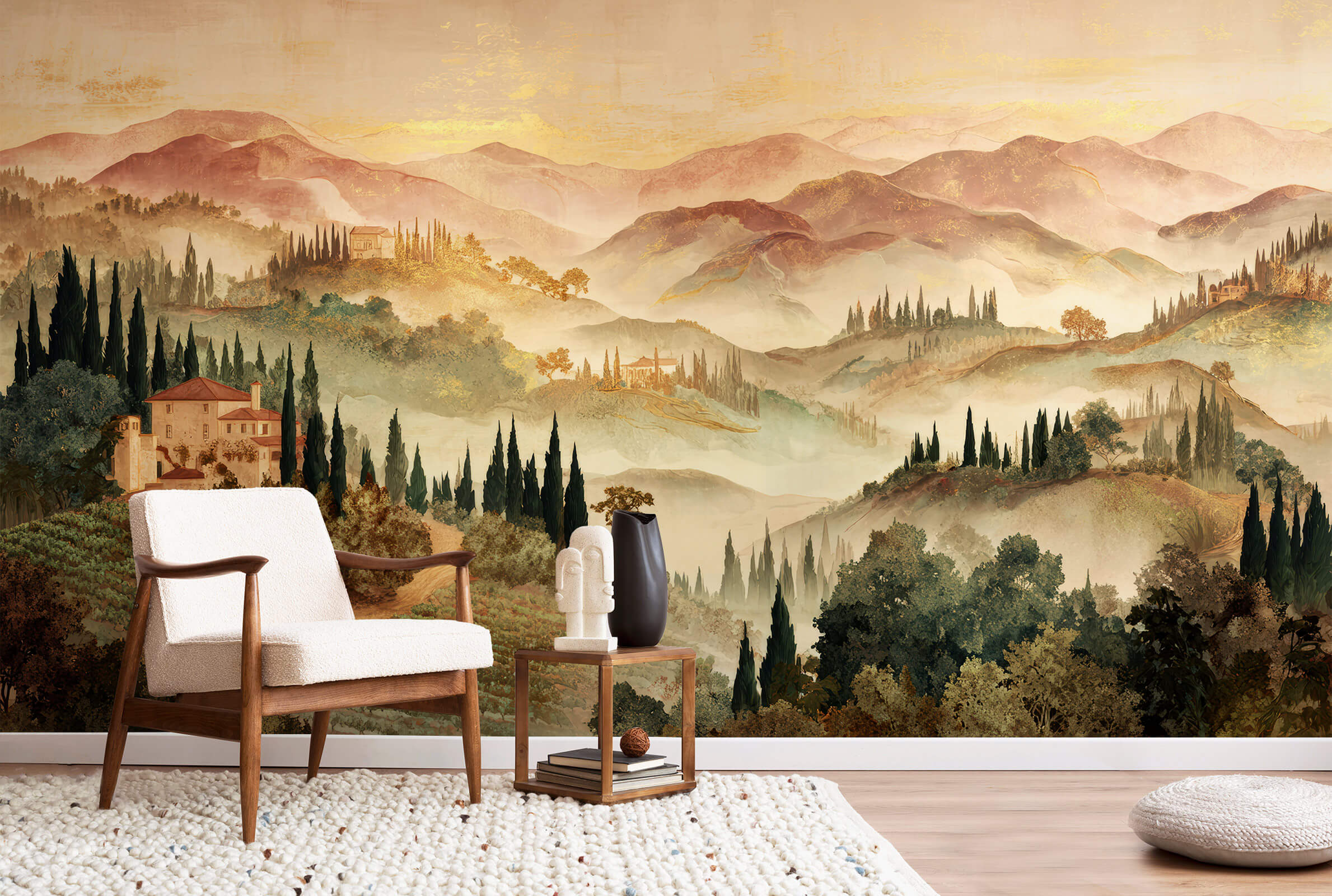 Hand Panted Italian Hills Mural Wallpaper