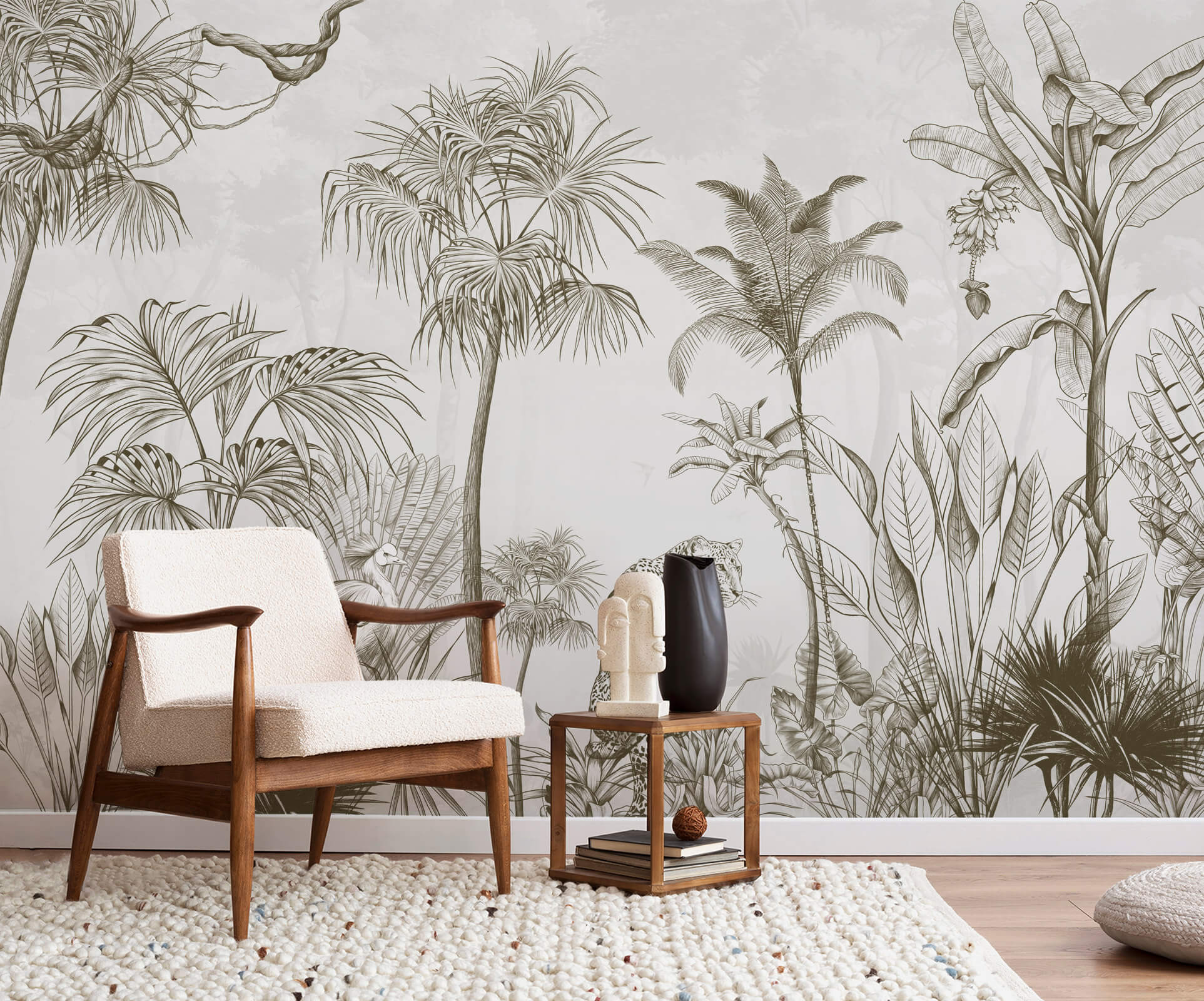 Tropical Etching Mural Wallpaper