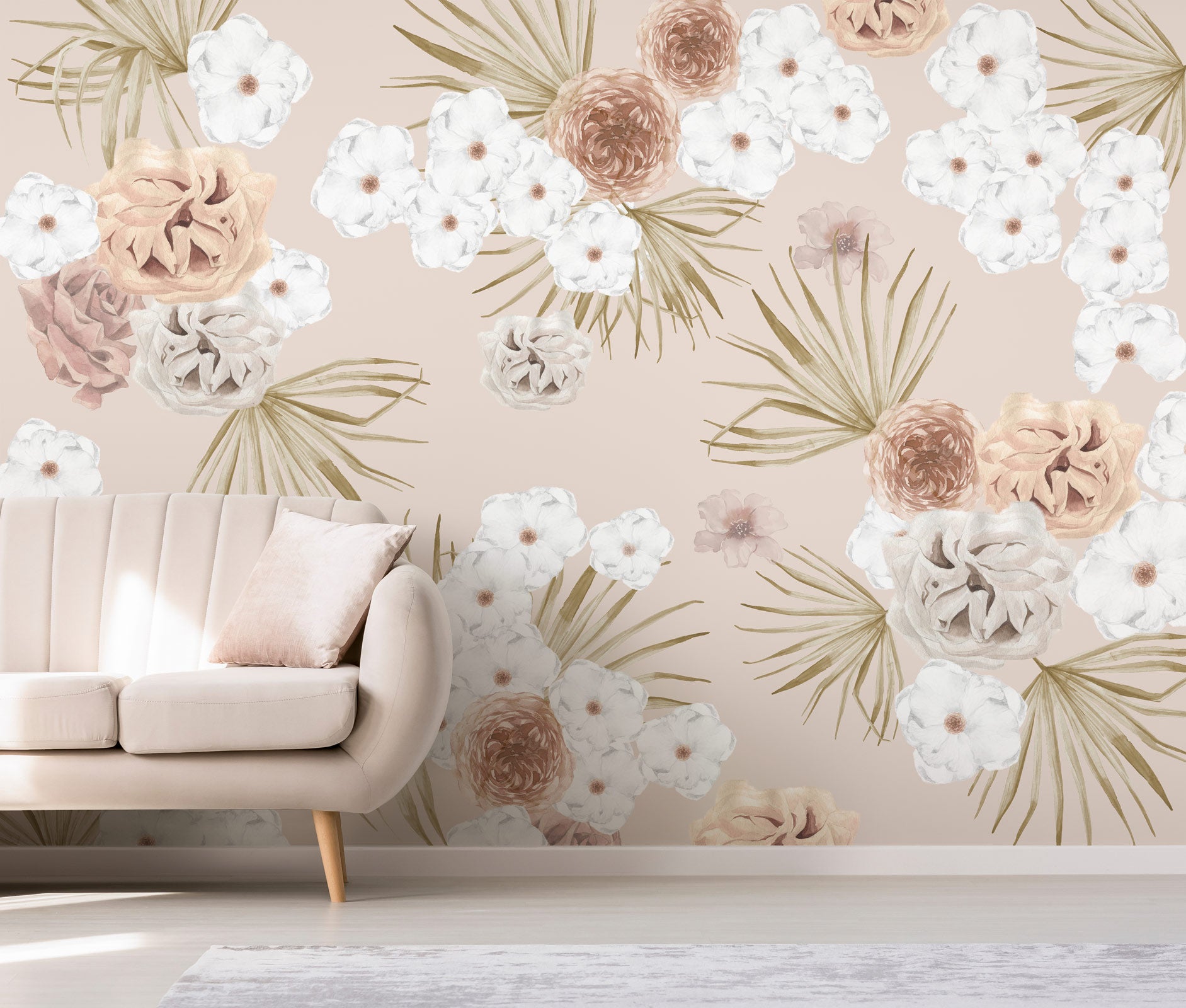 Modern Watercolor Floral Tropical Wallpaper