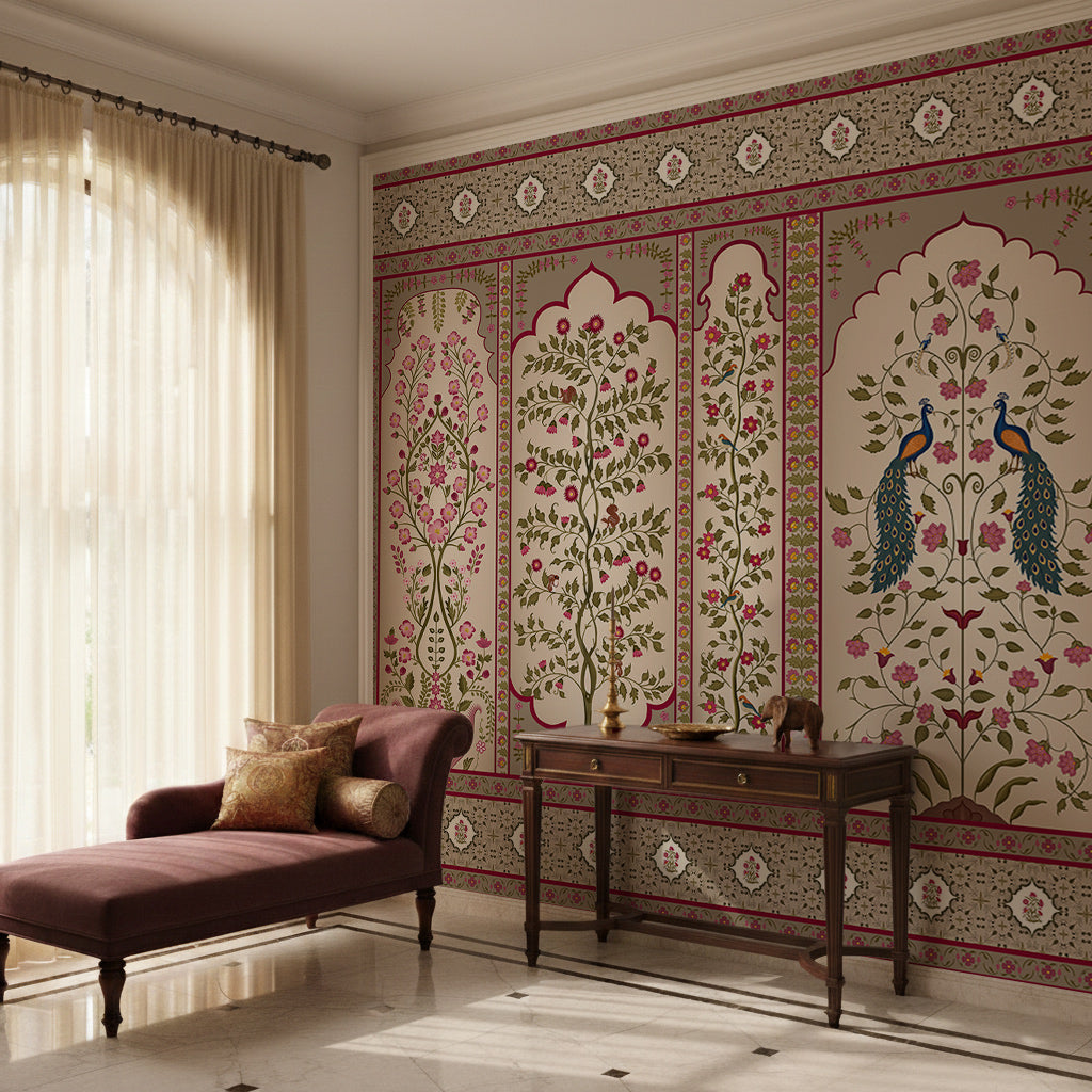 Indian Madhuban Jharoka Floral Wallpaper