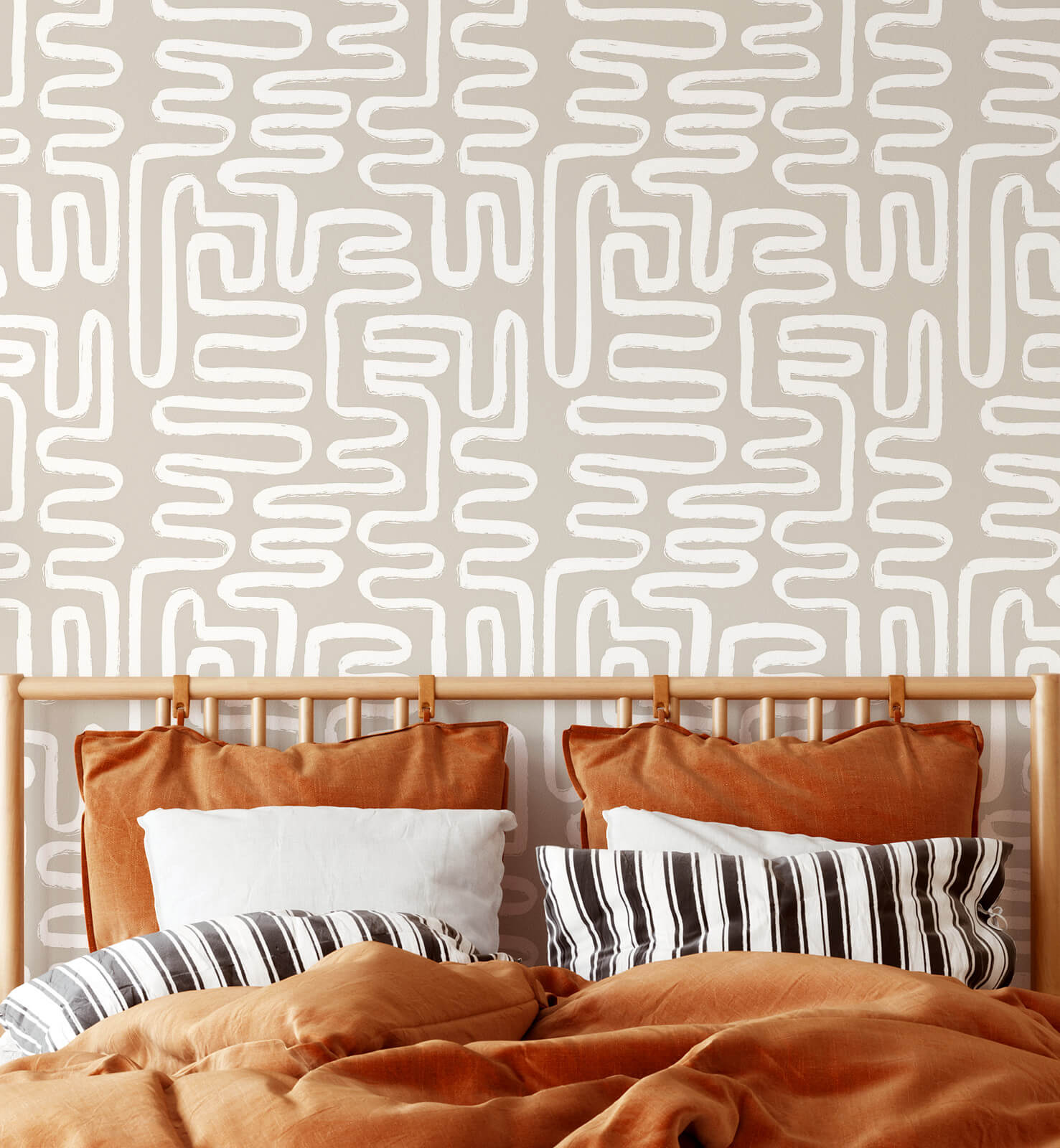 Beige Line Wallpaper for Walls
