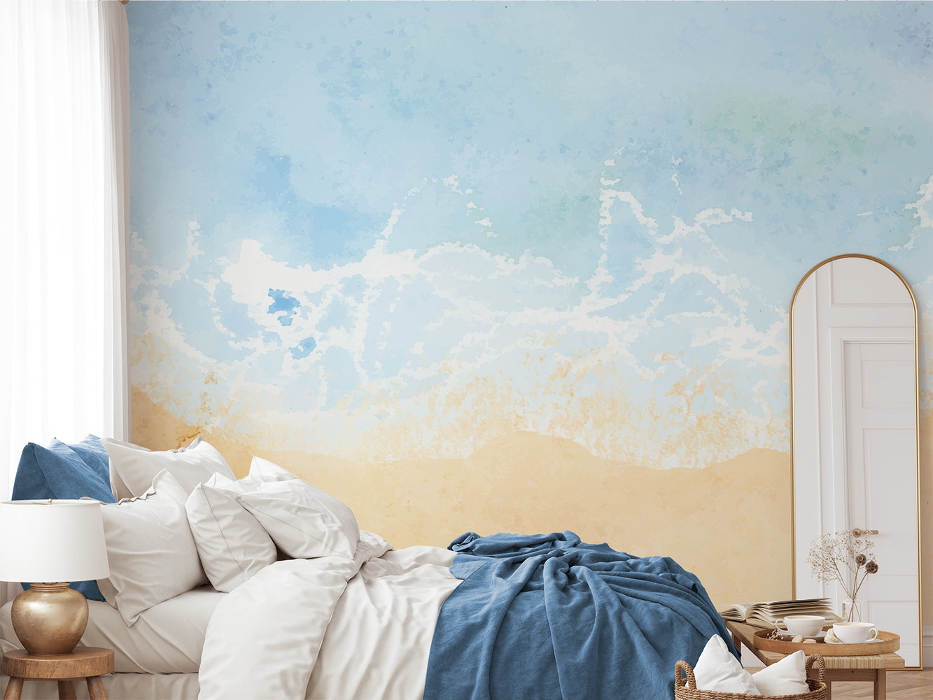 Blue Ocean Wave Beach Wallpaper for Bedroom Walls