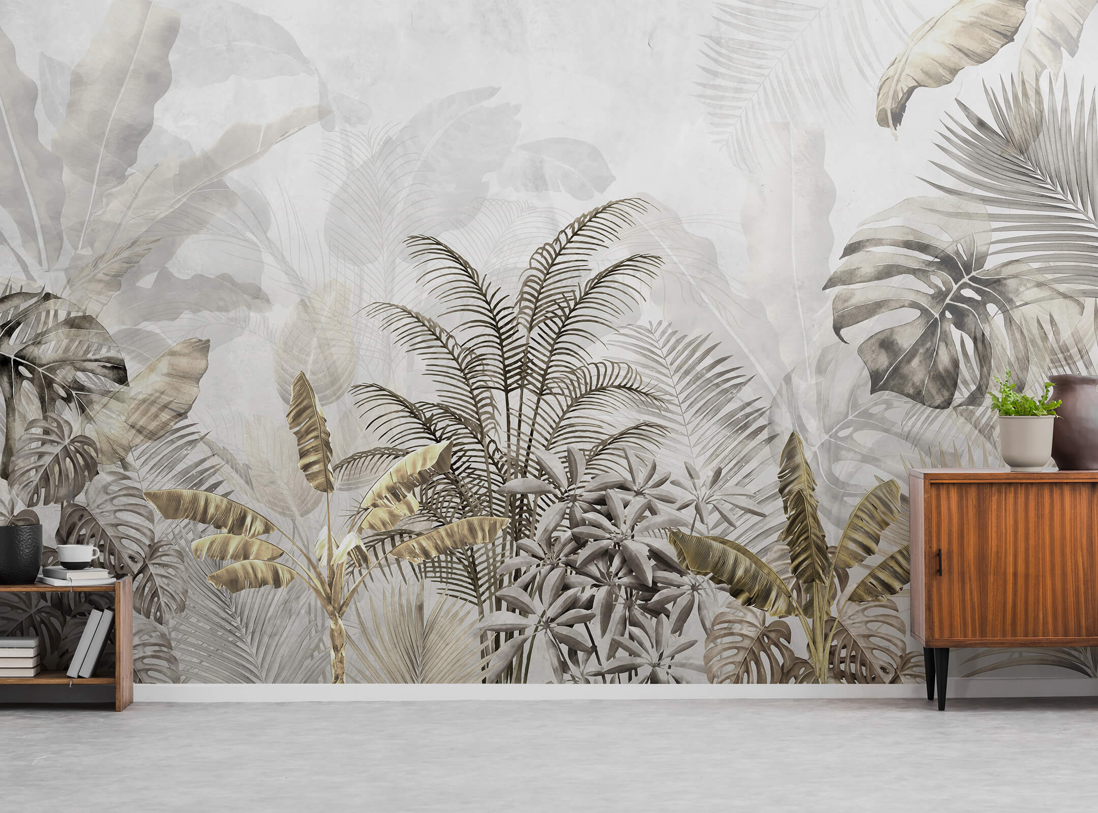 Tropical Elegant Large Leaf Wallpaper