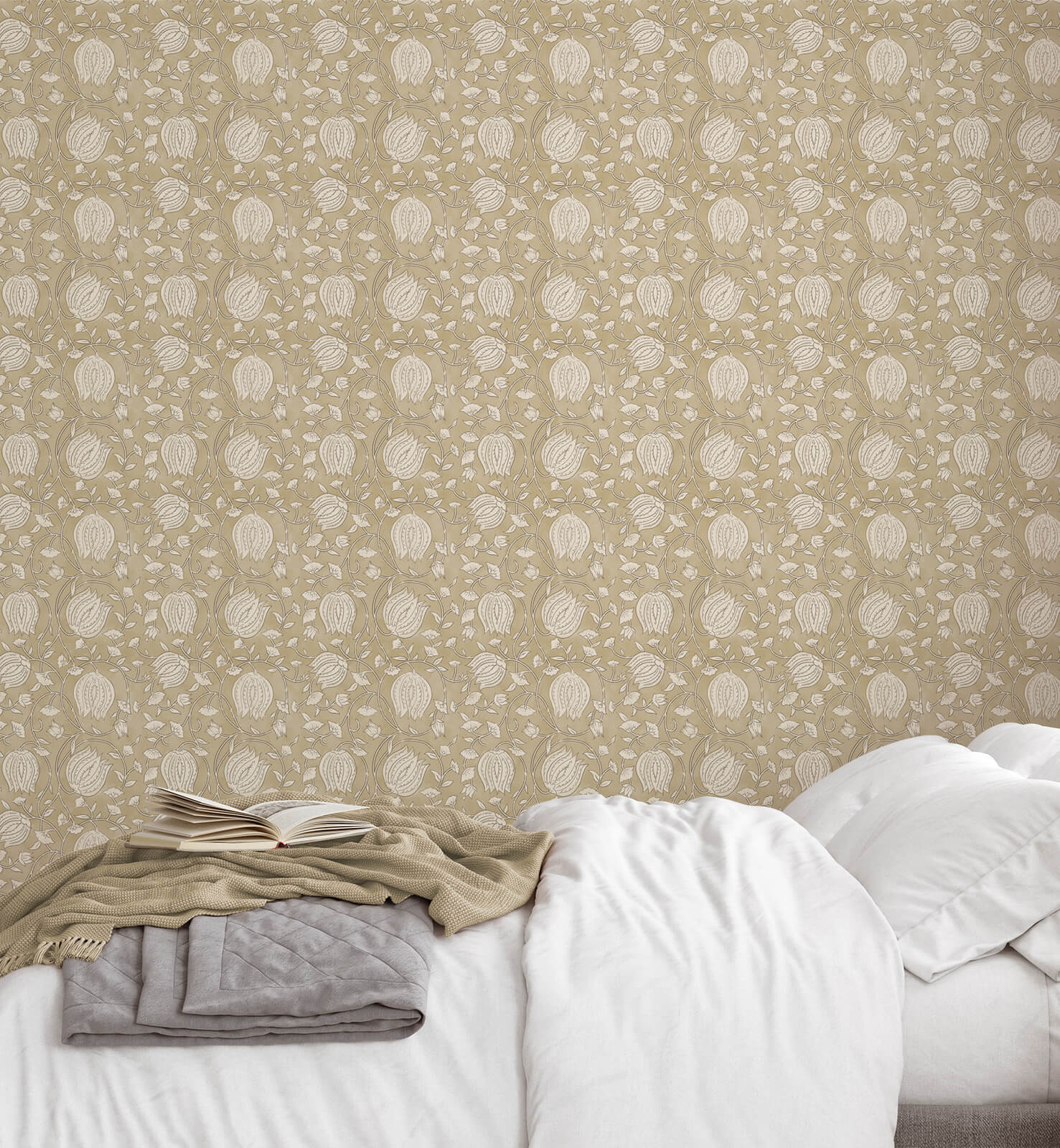 Gardenia Retro Boho Wallpaper