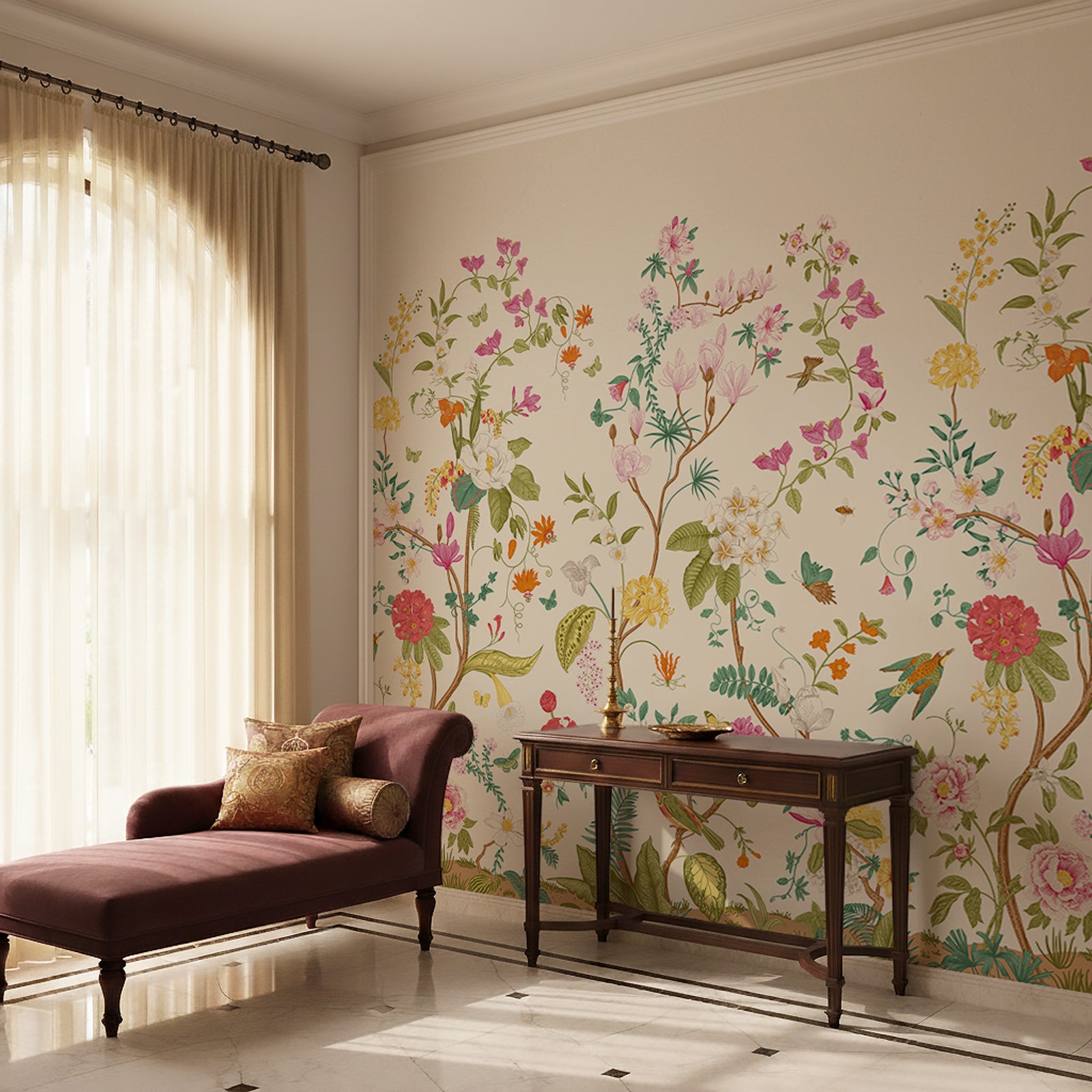 Vintage Chinoiseries Elegant Wall Wallpaper