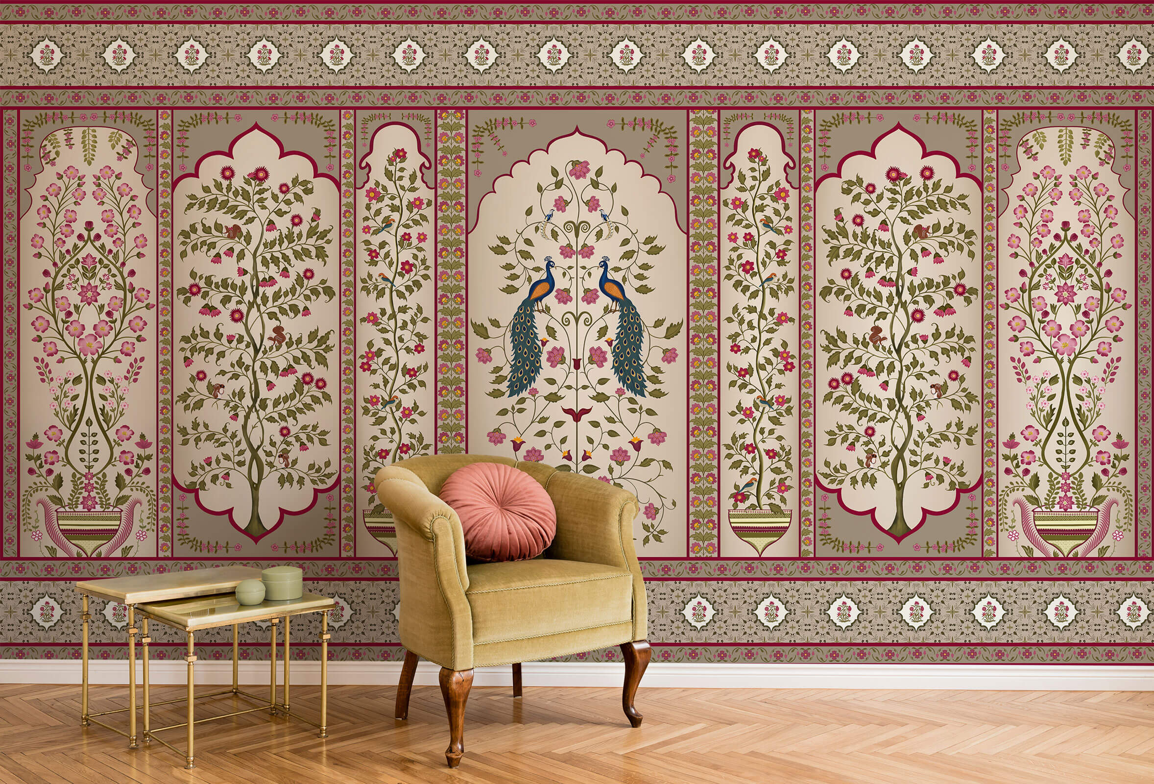 Indian Madhuban Jharoka Floral Wallpaper