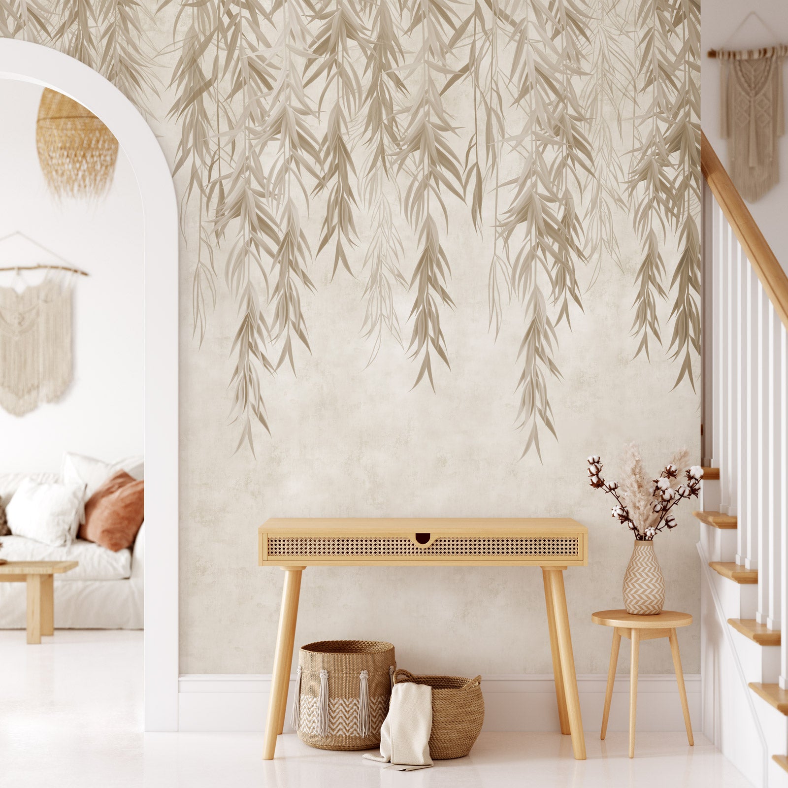 Hanging Tropical leaves Wallpaper