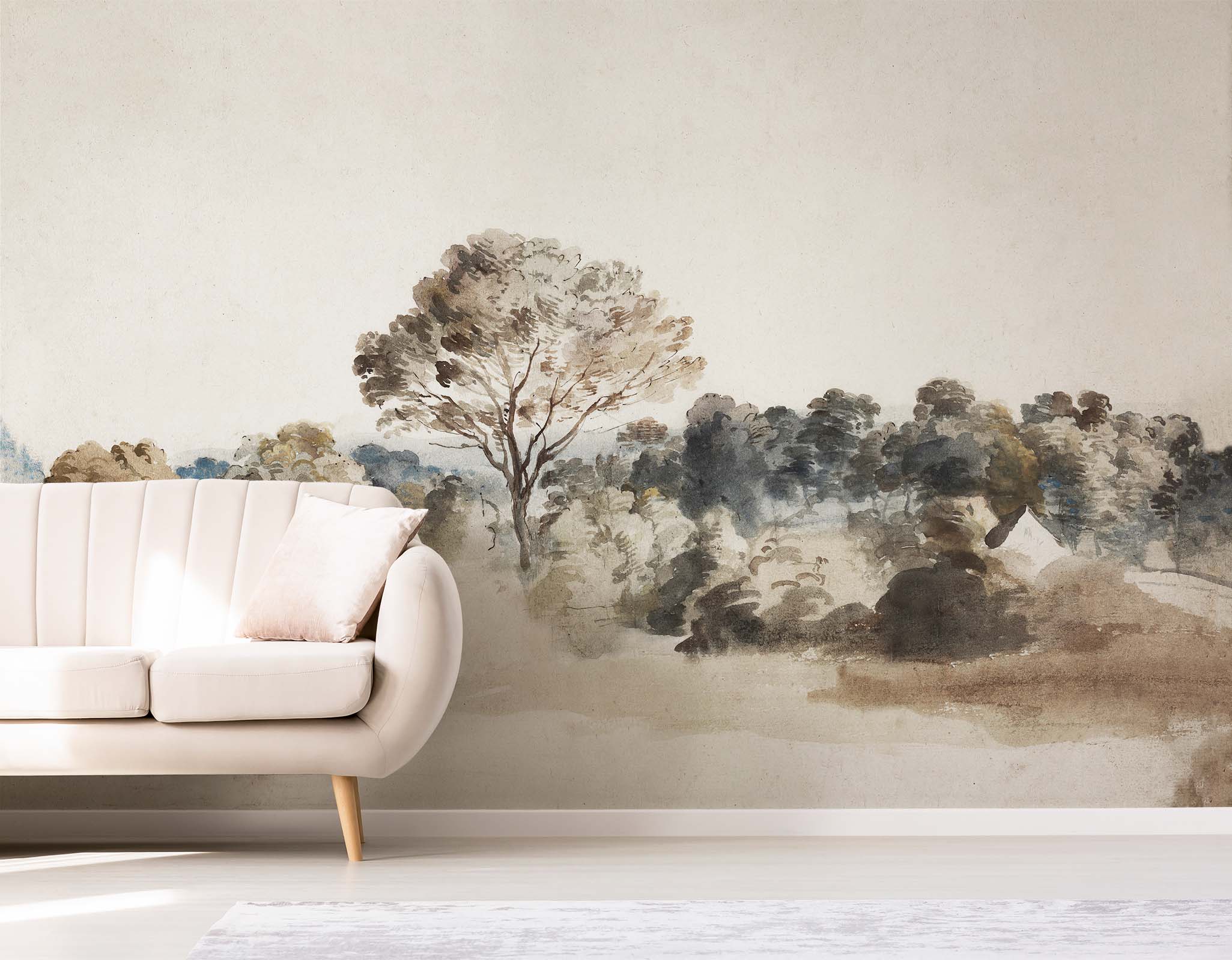 Antique Rustic Landscape Wallpaper