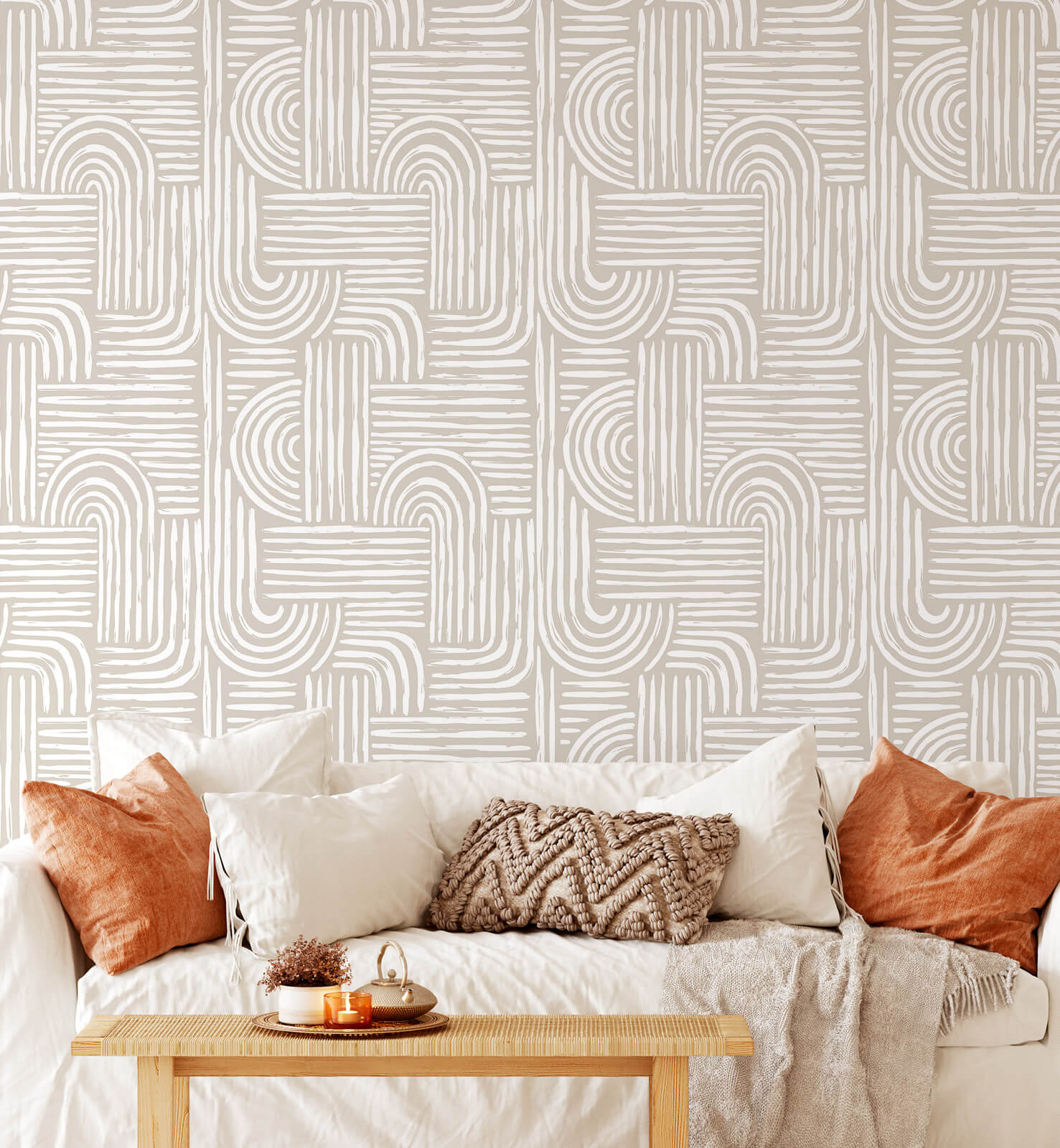 Lineart Boho Arches Wallpaper