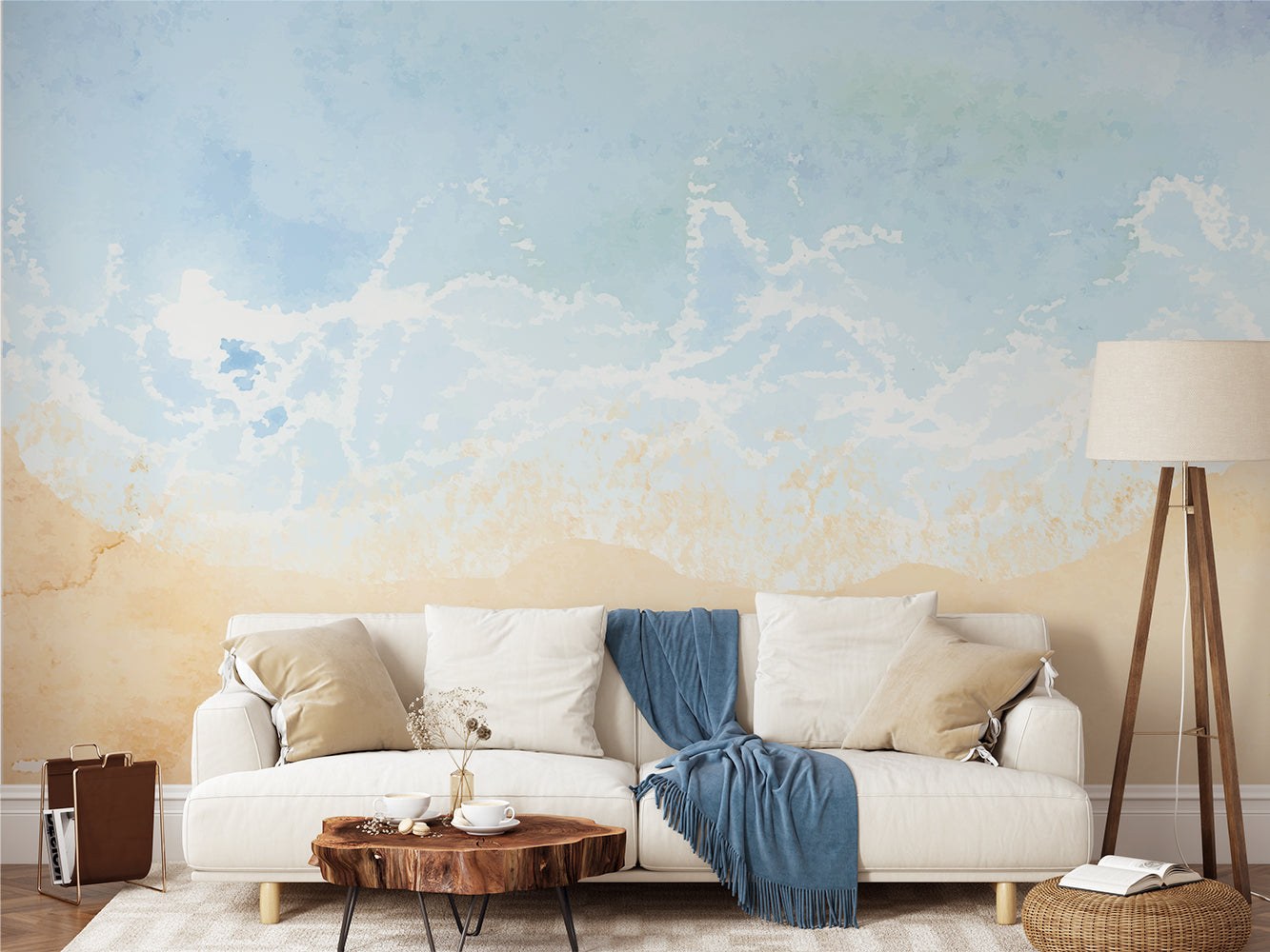 Blue Ocean Wave Beach Landscape Wallpaper for Walls