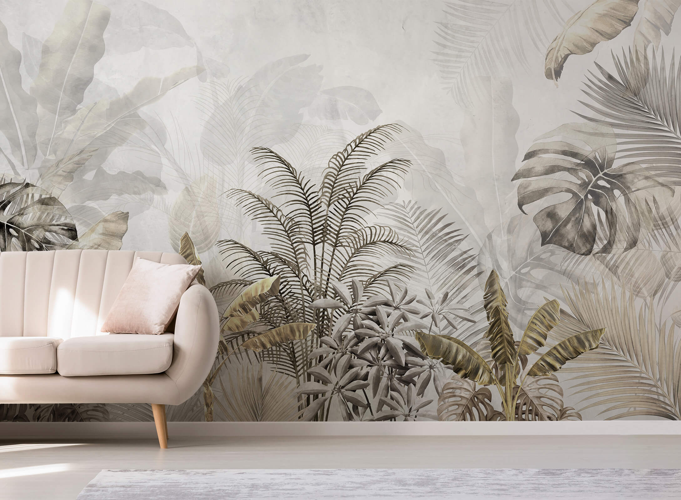 Tropical Elegant Large Leaf Wallpaper
