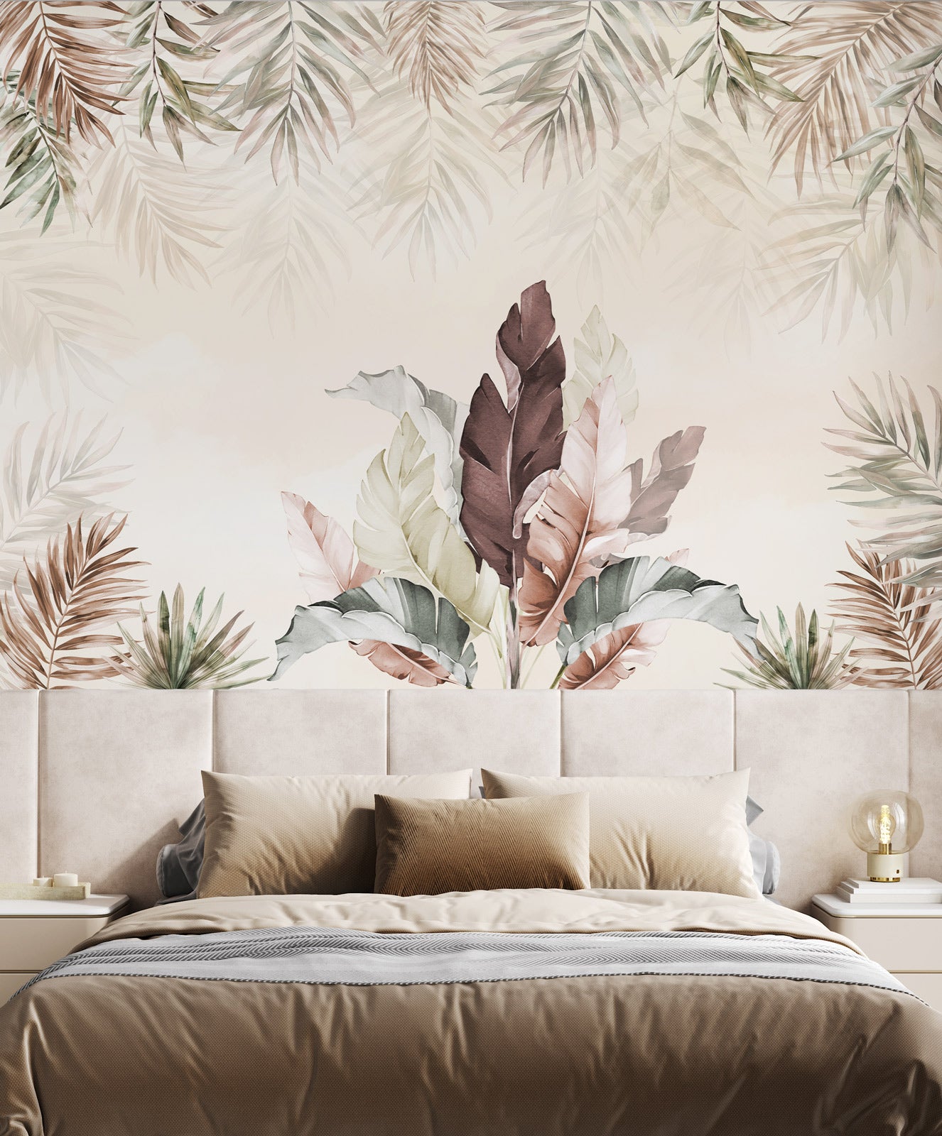 Watercolor Banana Large Exotic Leaf Wallpaper