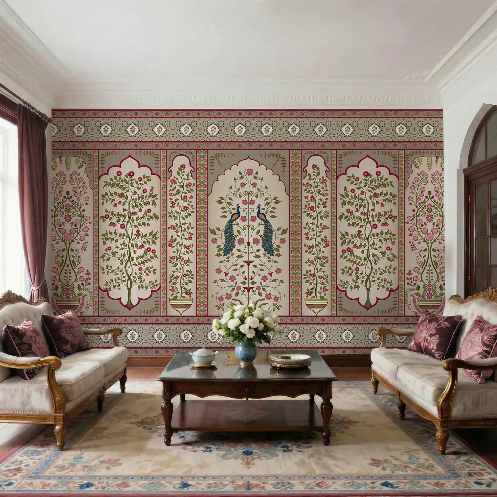 Indian Madhuban Jharoka Floral Wallpaper