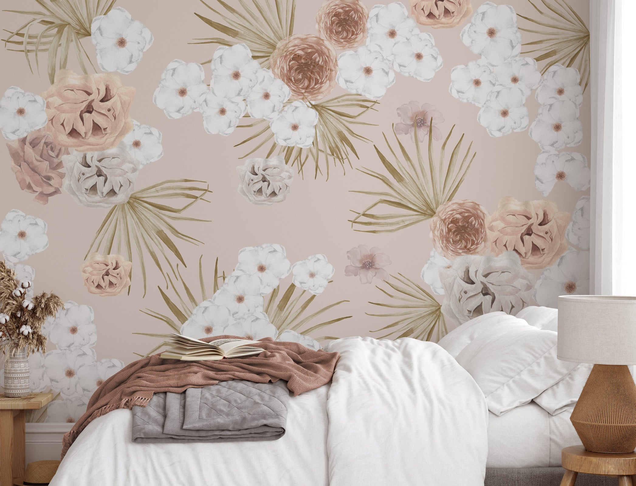 Modern Watercolor Floral Tropical Wallpaper