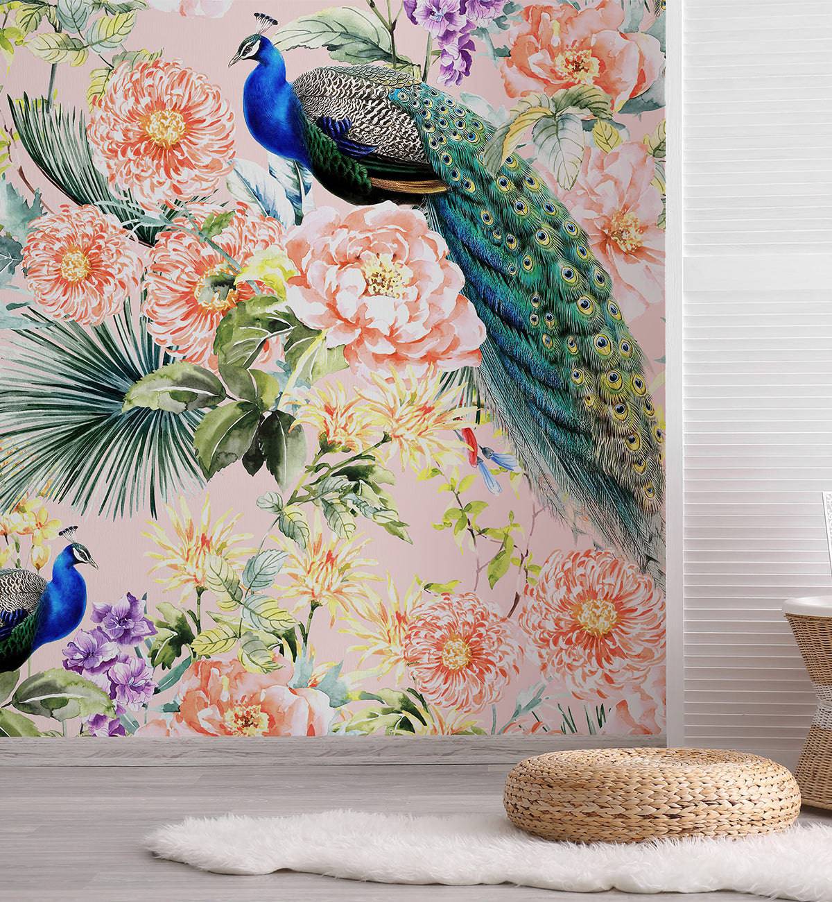 Royal Peacock Floral Wallpaper for Walls