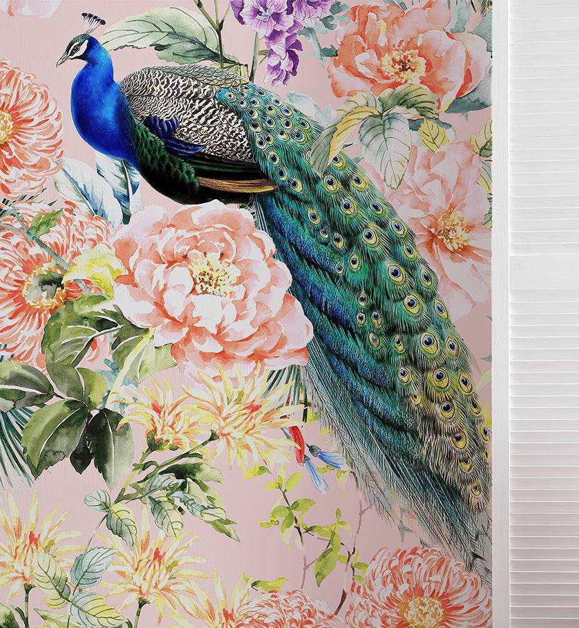 Peacock Floral Wallpaper