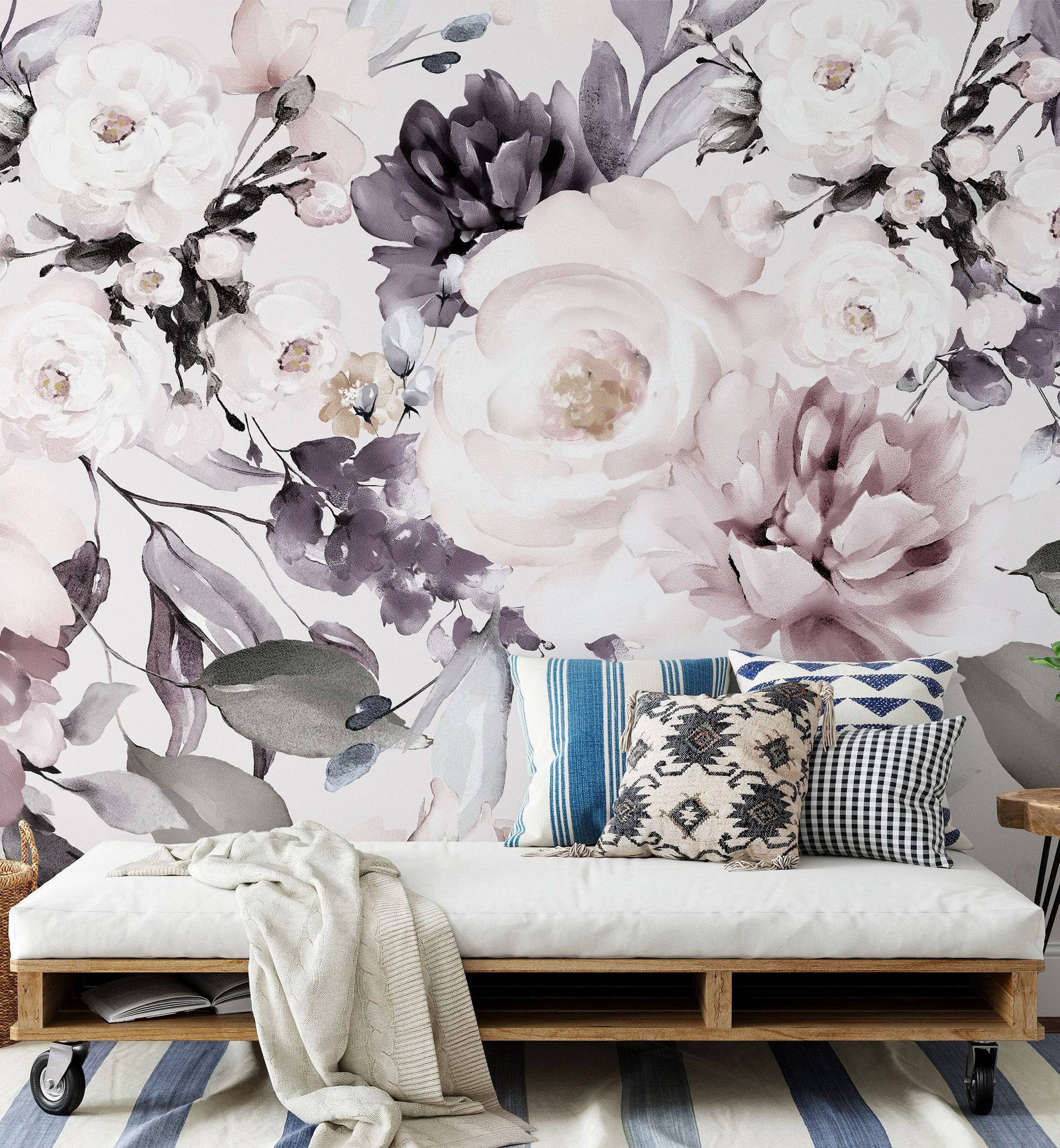 Large Peonies Floral Wallpaper for Bedroom