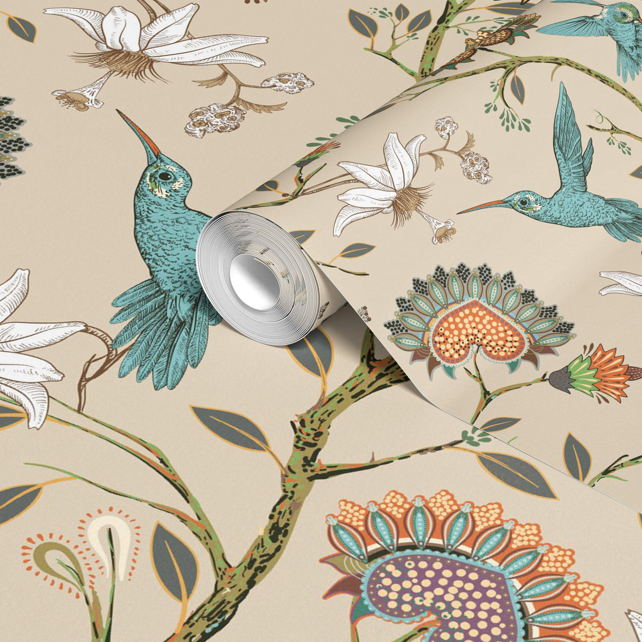 Beige wallpaper design for neutral spaces