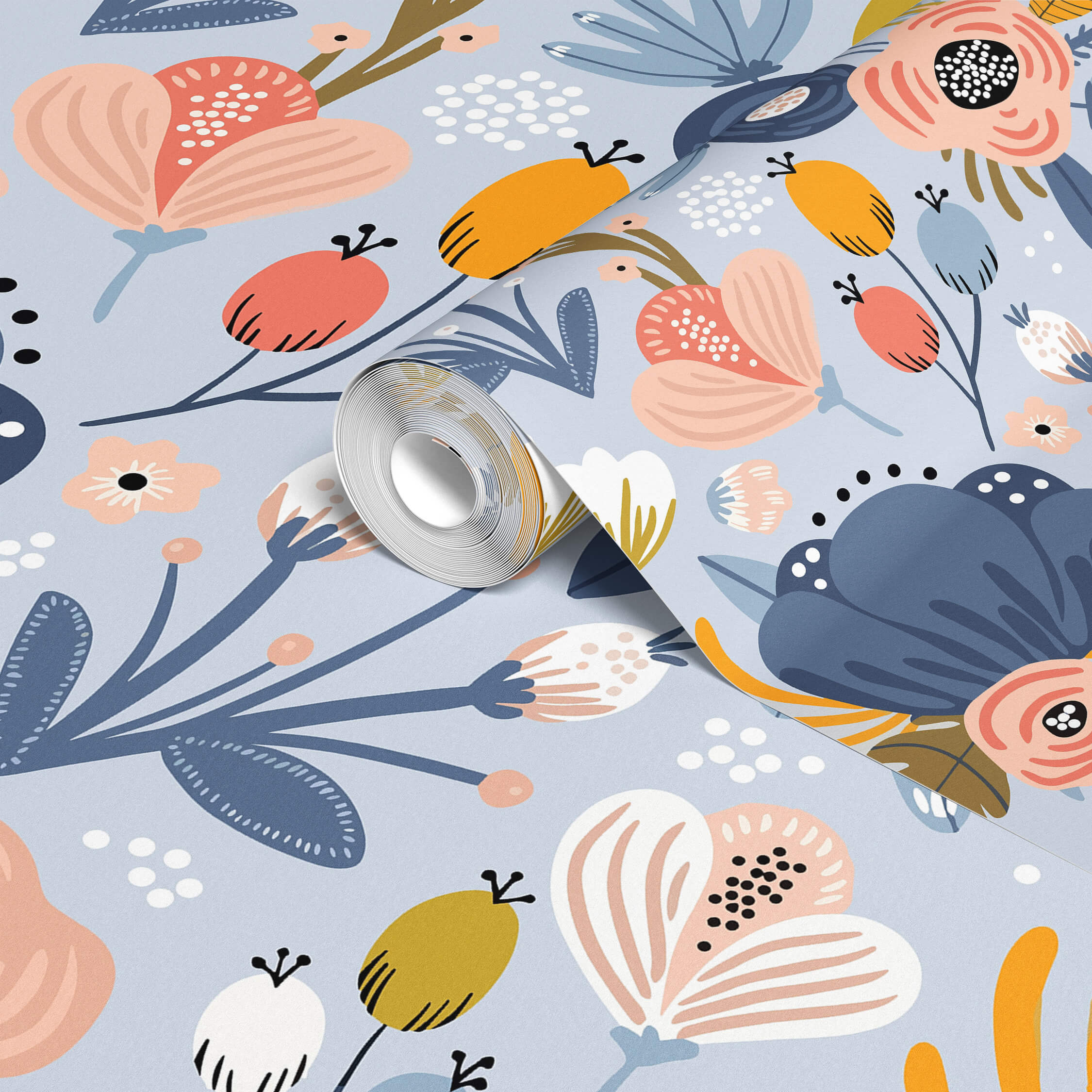 Blue wallpaper design for serene spaces