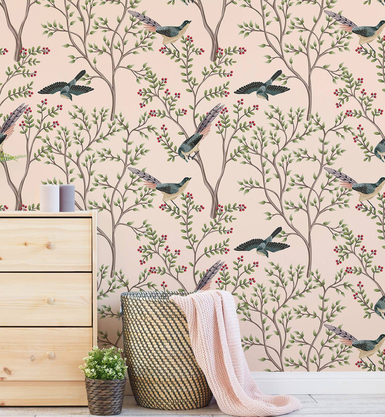 Birds on Tree Branch Wallpaper