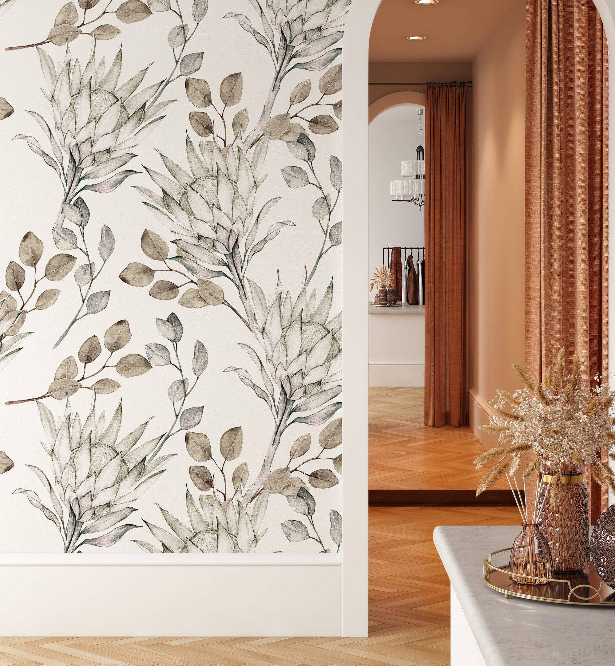 Watercolor Eucalyptus Leaves Wallpaper for Walls