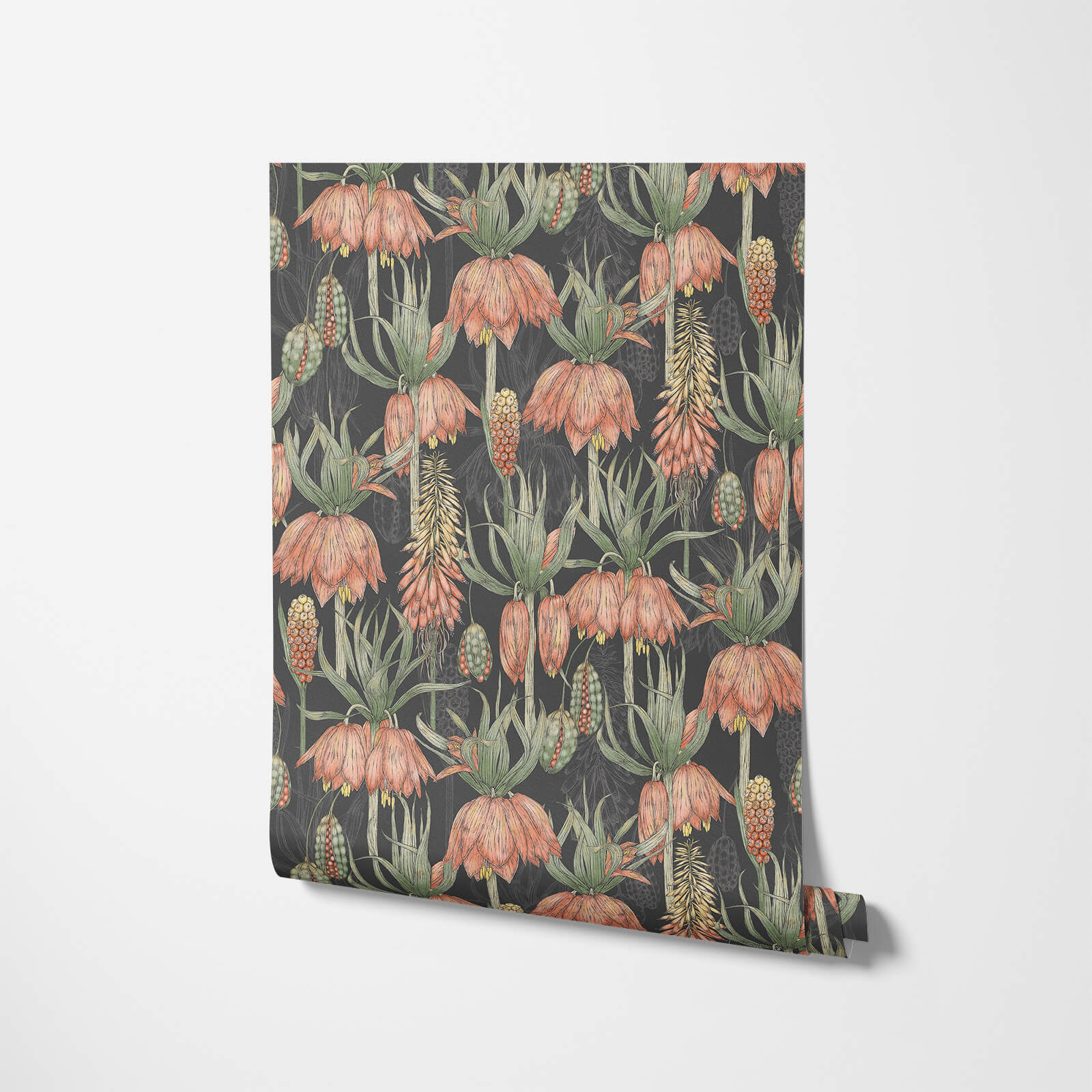 Retro Exotic Flowers Wallpaper