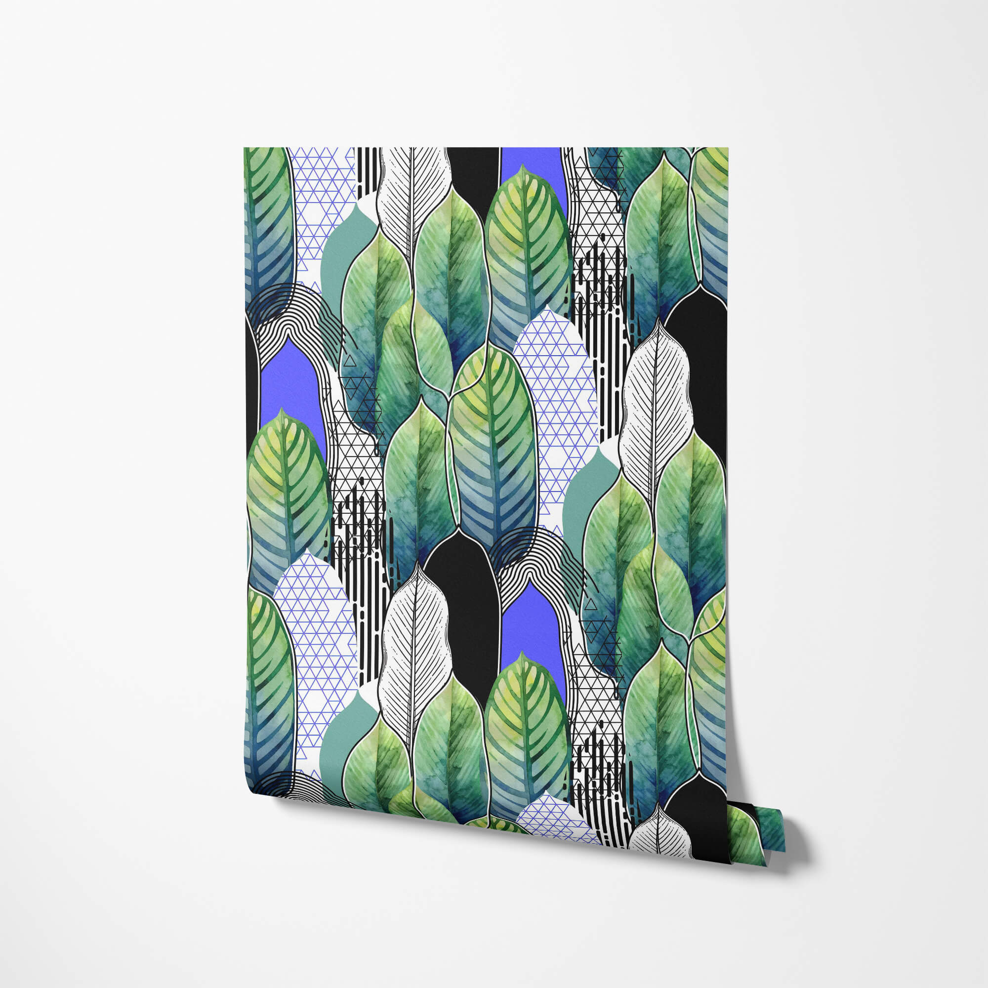 Full roll of tropical-themed wallpaper design