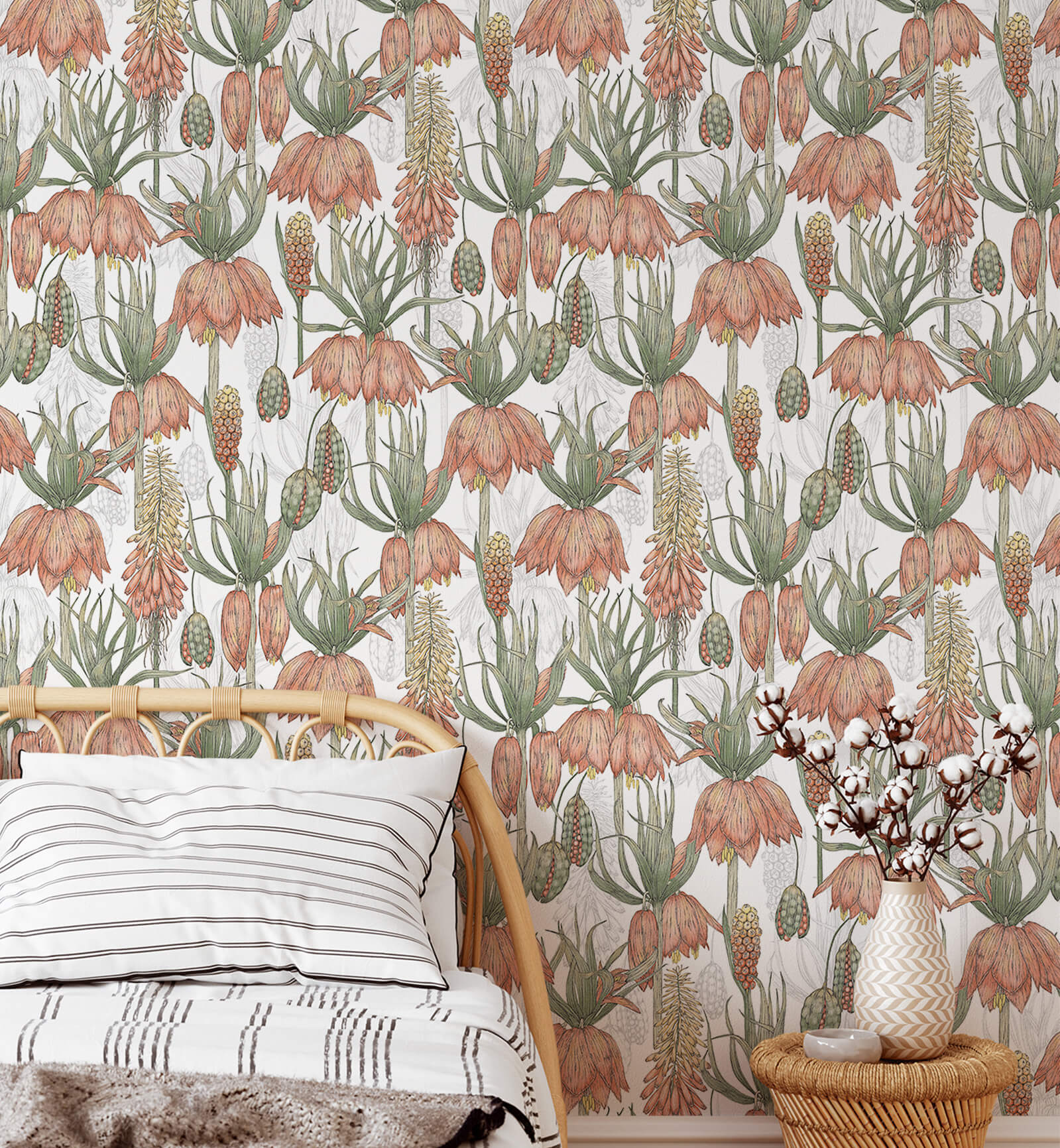 Watercolor Exotic Flowers Wallpaper