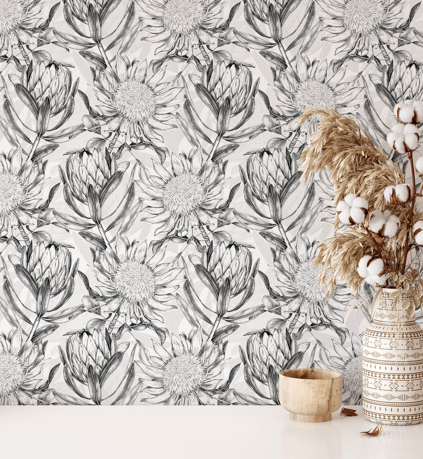 Protea Flowers Floral Wallpaper