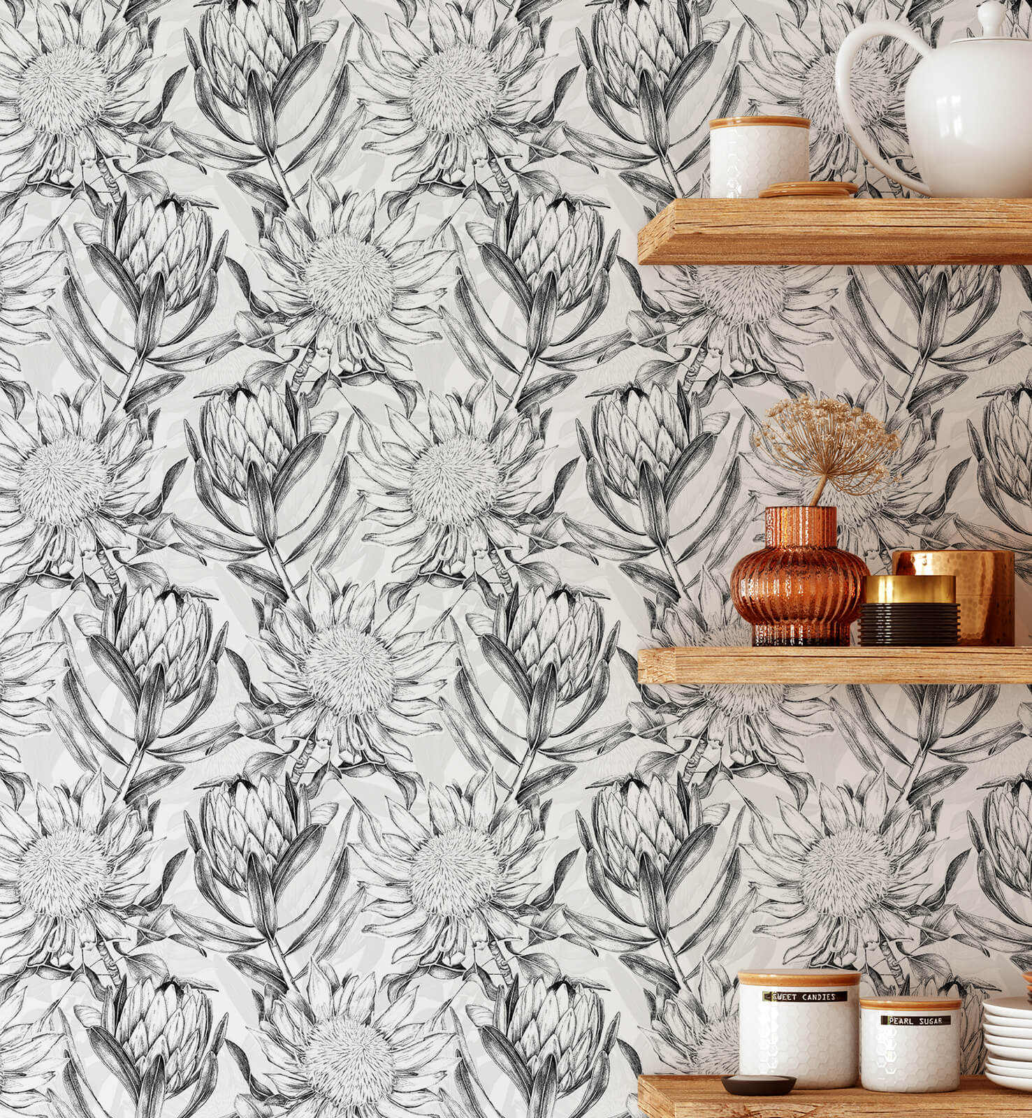 Protea Flowers Floral Wallpaper