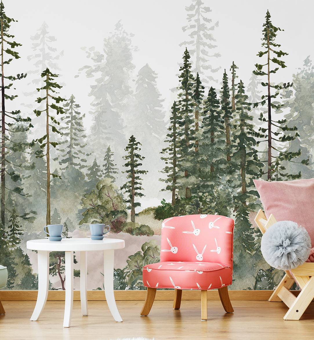 Pine Tree Kids Bedroom Wallpaper