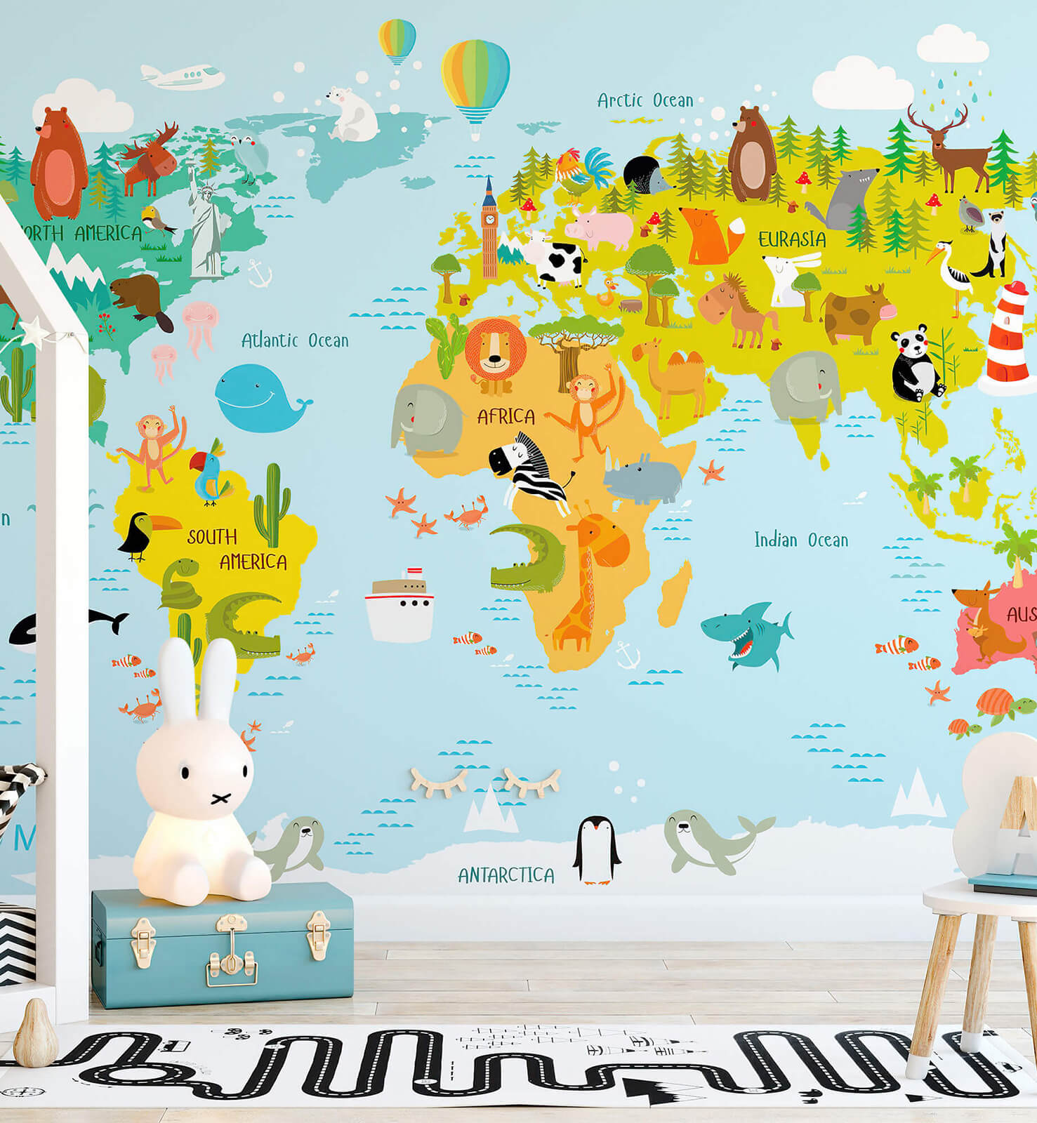World Map Kids Room Wallpaper for Walls