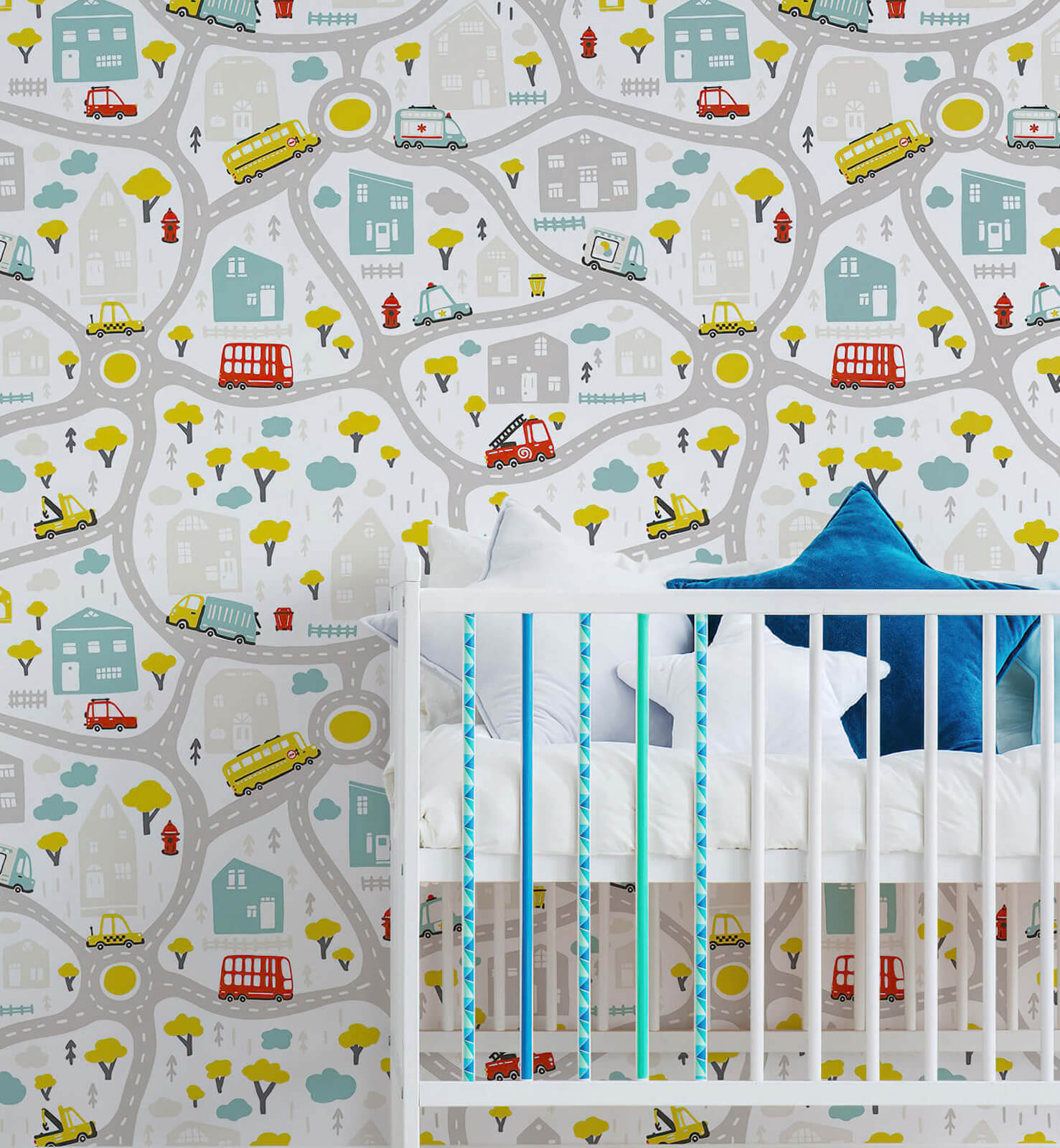 City Transport Kids Bedroom Wallpaper