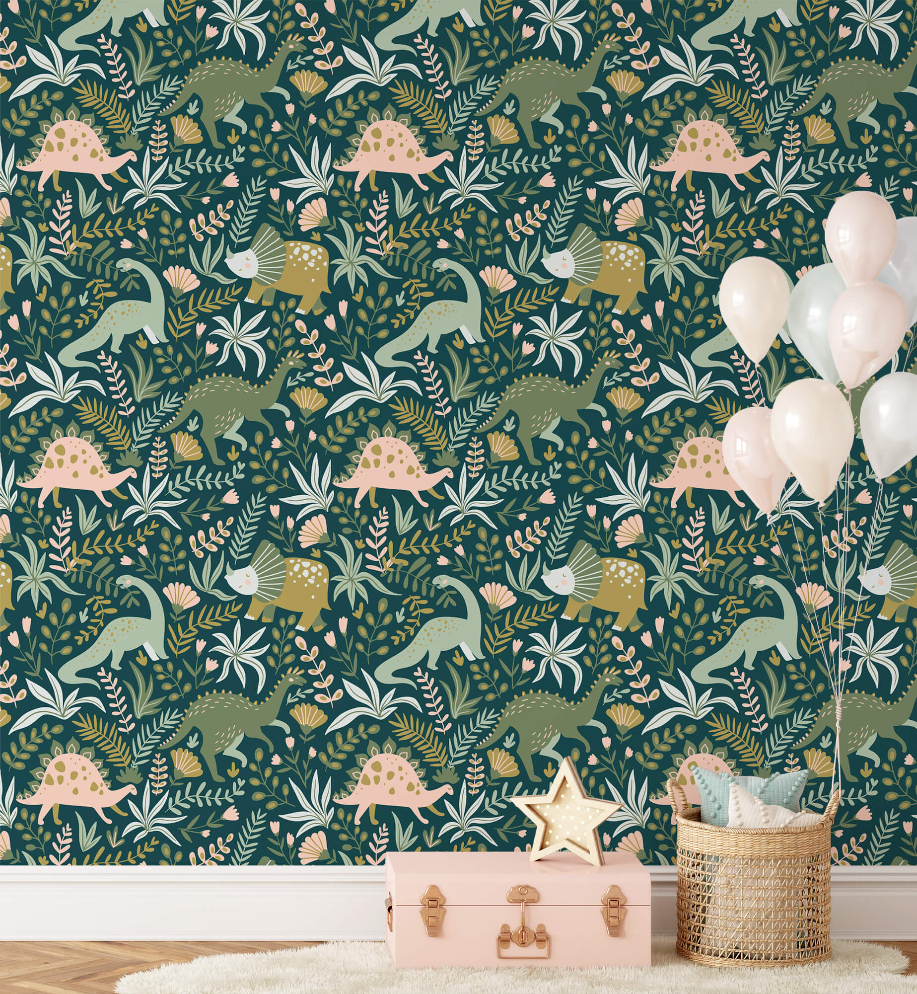 Cute Dinosaur with Leaves Wallpaper