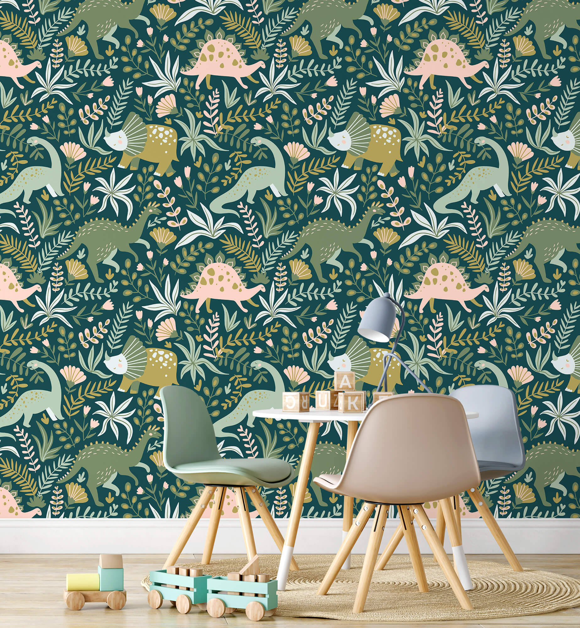 Cute Dinosaur with Leaves Wallpaper