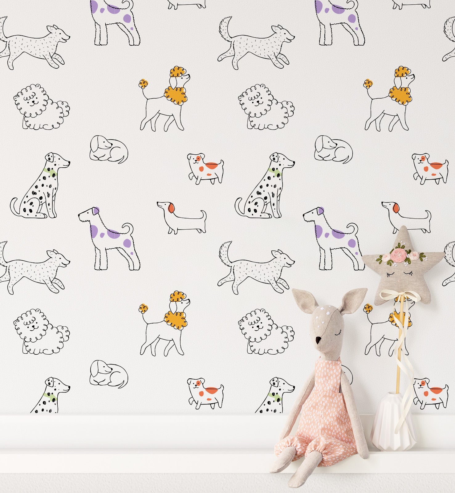 Line Art Dog Wallpaper